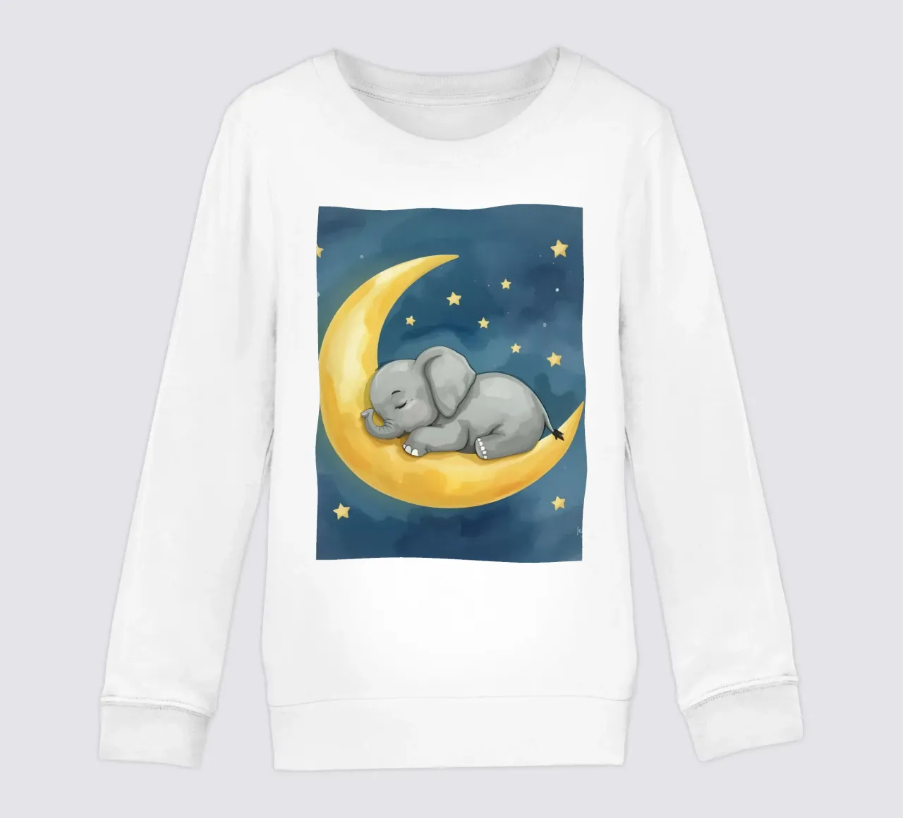Il piccolo elefante dorme tranquillo sulla Luna dorata felpa bambino da DesignDoodle