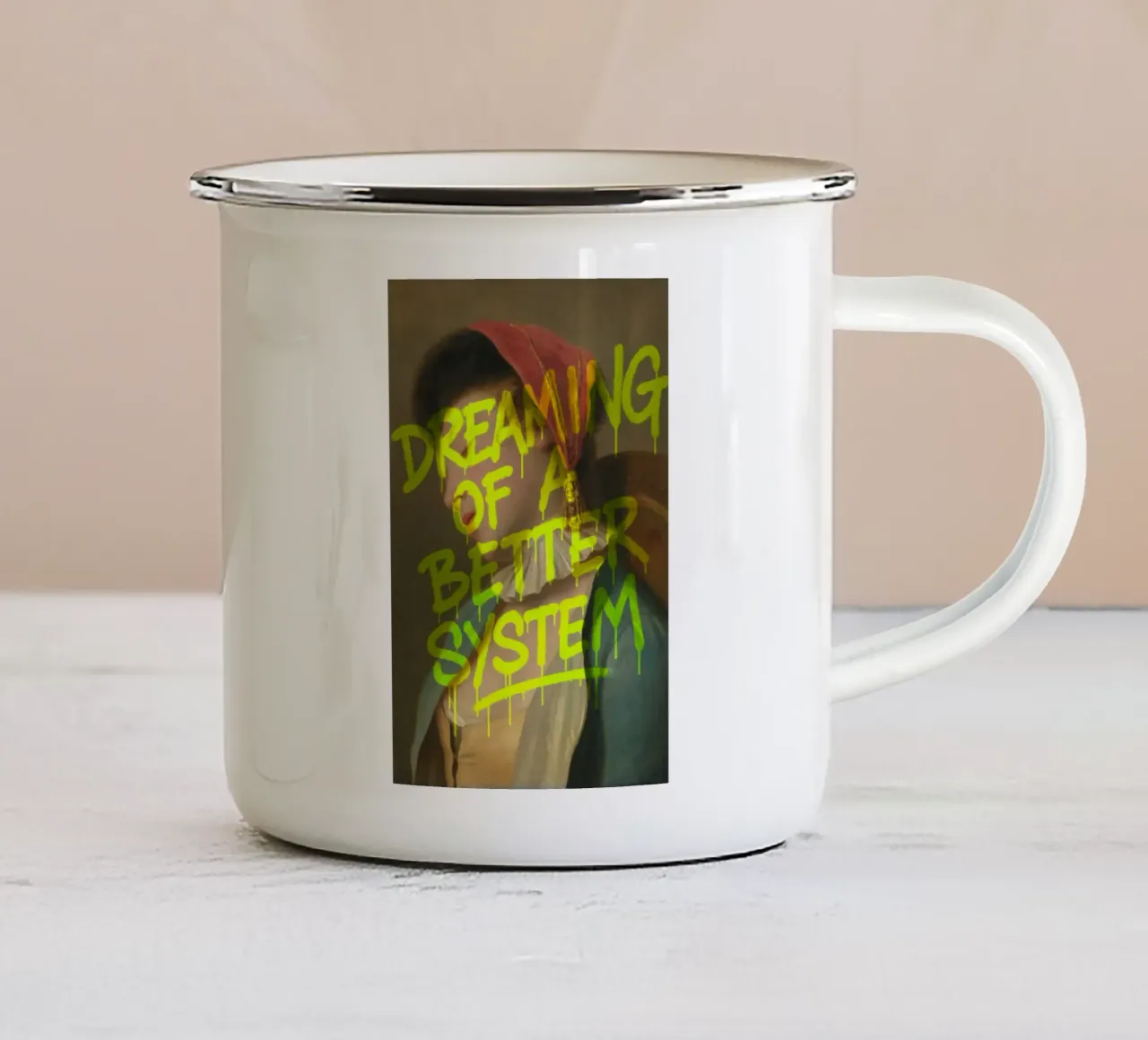 System criticism with style enamel mug by KUNSTstück