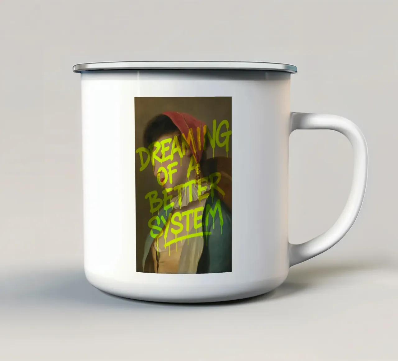 System criticism with style enamel mug by KUNSTstück