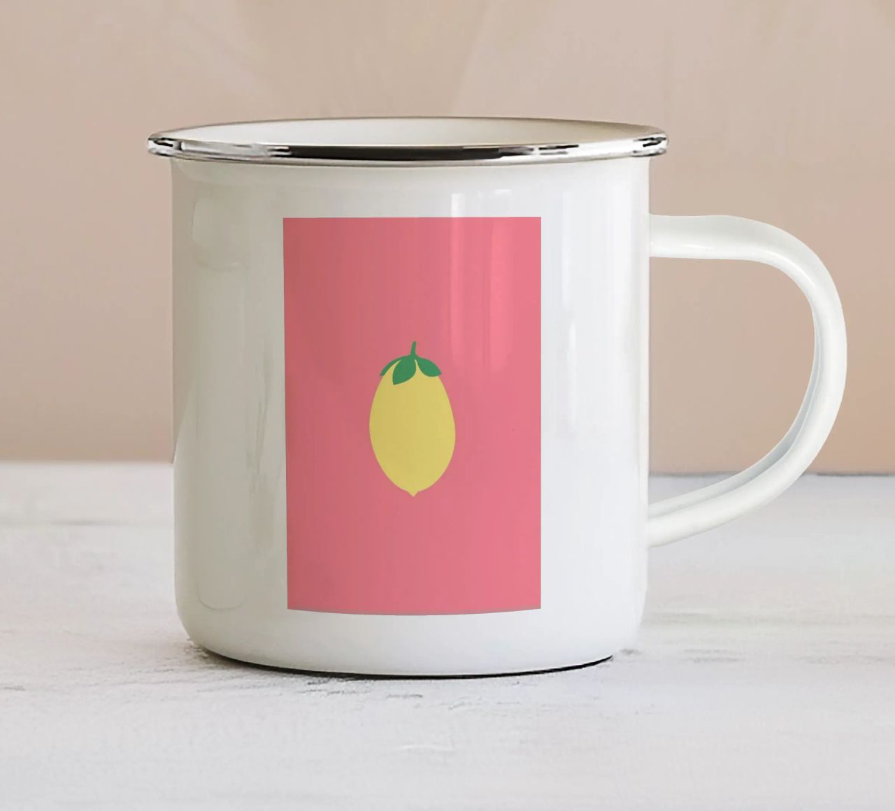 Zitrone auf Pink tazza in smalto da janamossmann