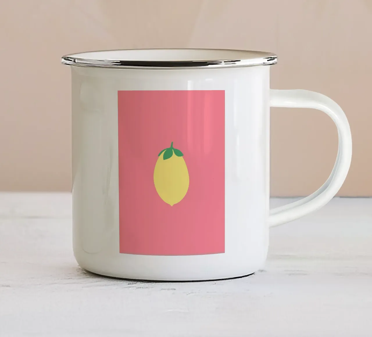 Zitrone auf Pink mug en émail de janamossmann