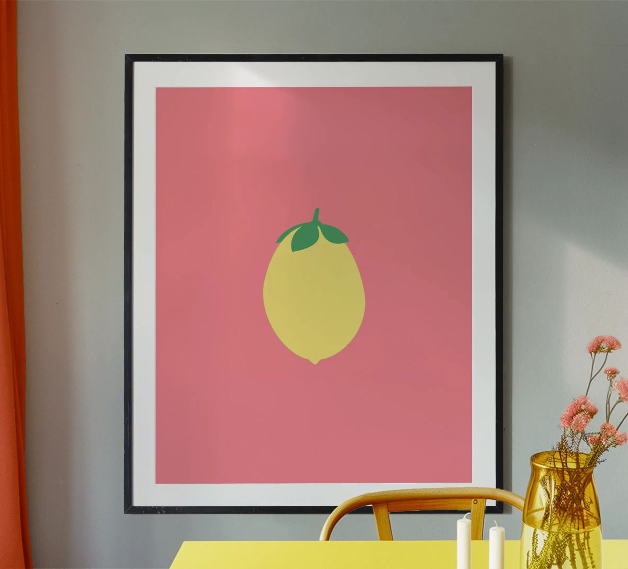 Zitrone auf Pink carta hahnemühle da janamossmann