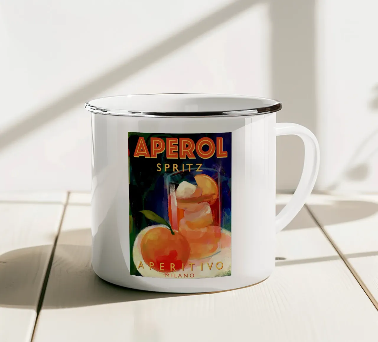 Aperol Spritz Aperitivo Milano tazza in smalto da Neeraprint