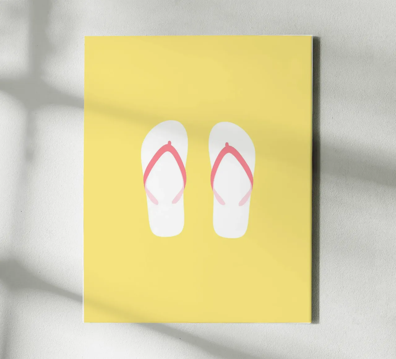 Flip flops on yellow canvas with Floater frame by janamossmann