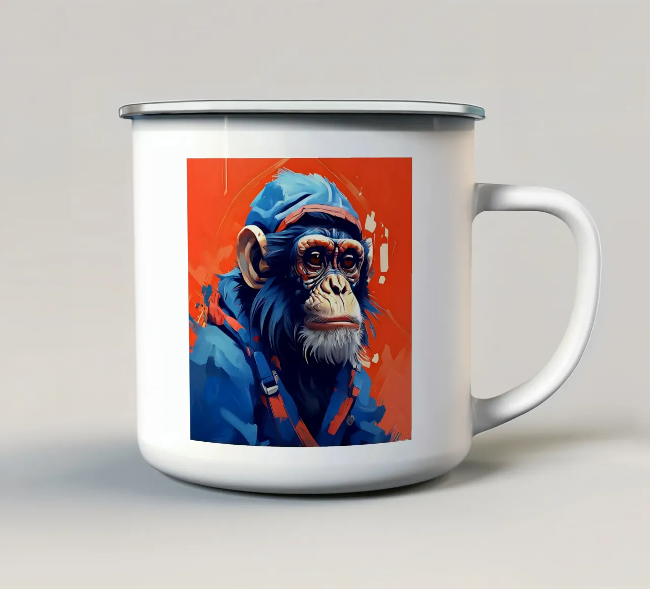Affe_Stil_F_1 Emaille Tasse von Tierisch bunt by LK