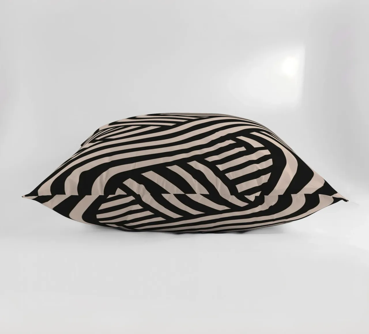 Asymmetrical linocut line art pattern 02 decorative cushion by Little Dean