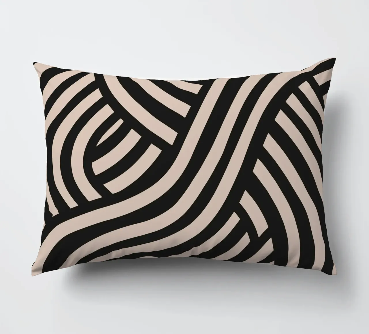 Asymmetrical linocut line art pattern 02 decorative cushion by Little Dean