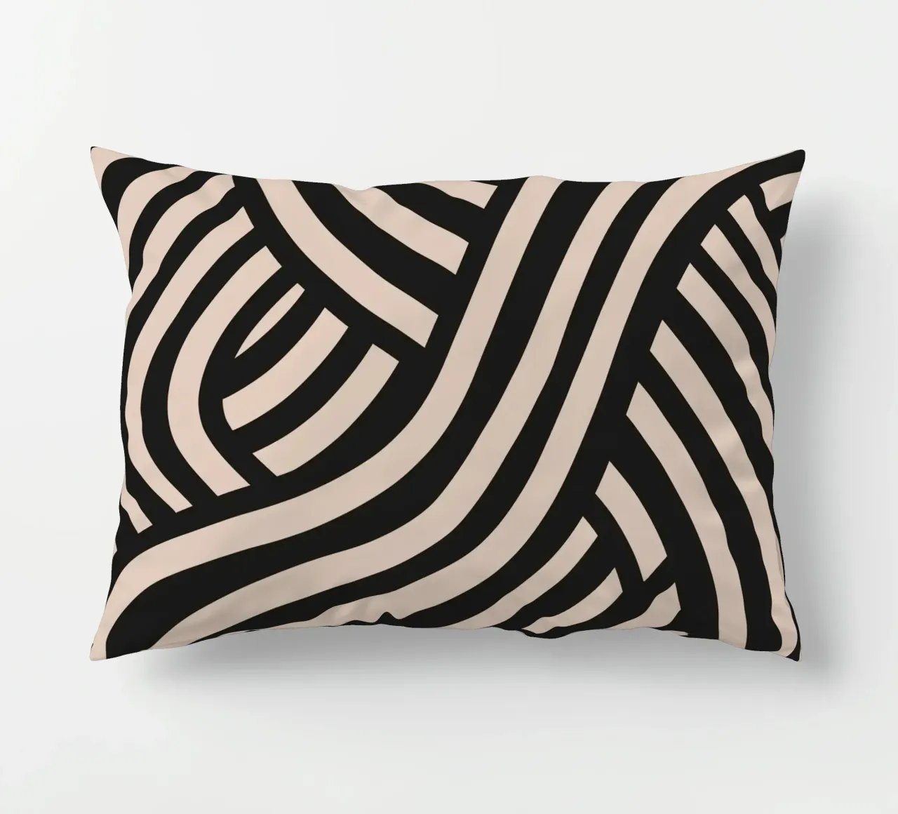 Asymmetrical linocut line art pattern 02 decorative cushion by Little Dean