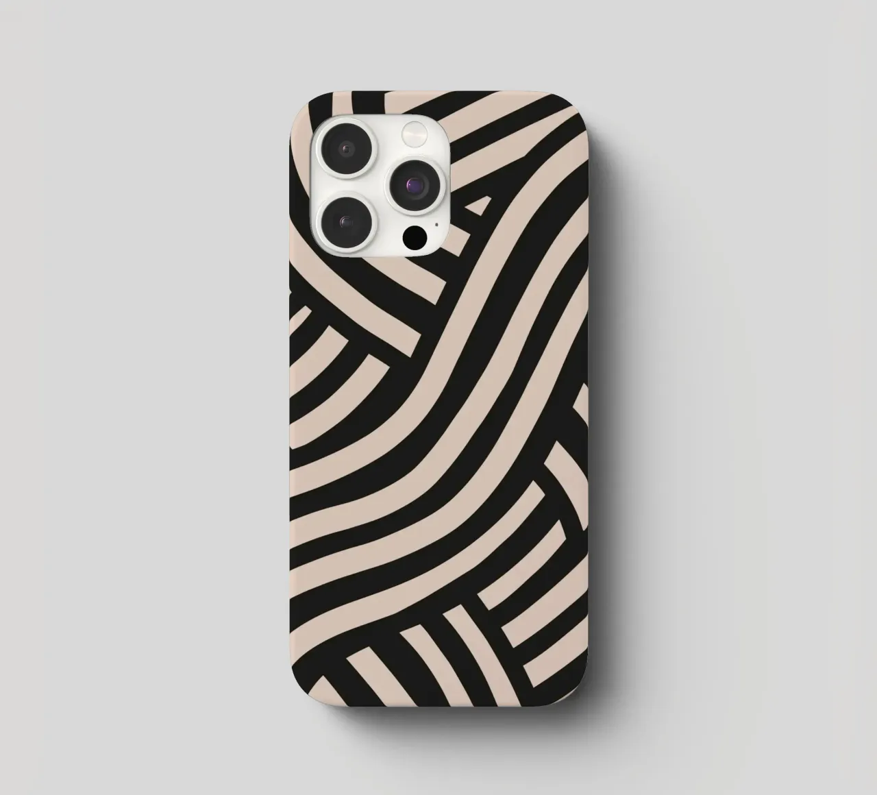Asymmetrical linocut line art pattern 02 iphone case by Little Dean