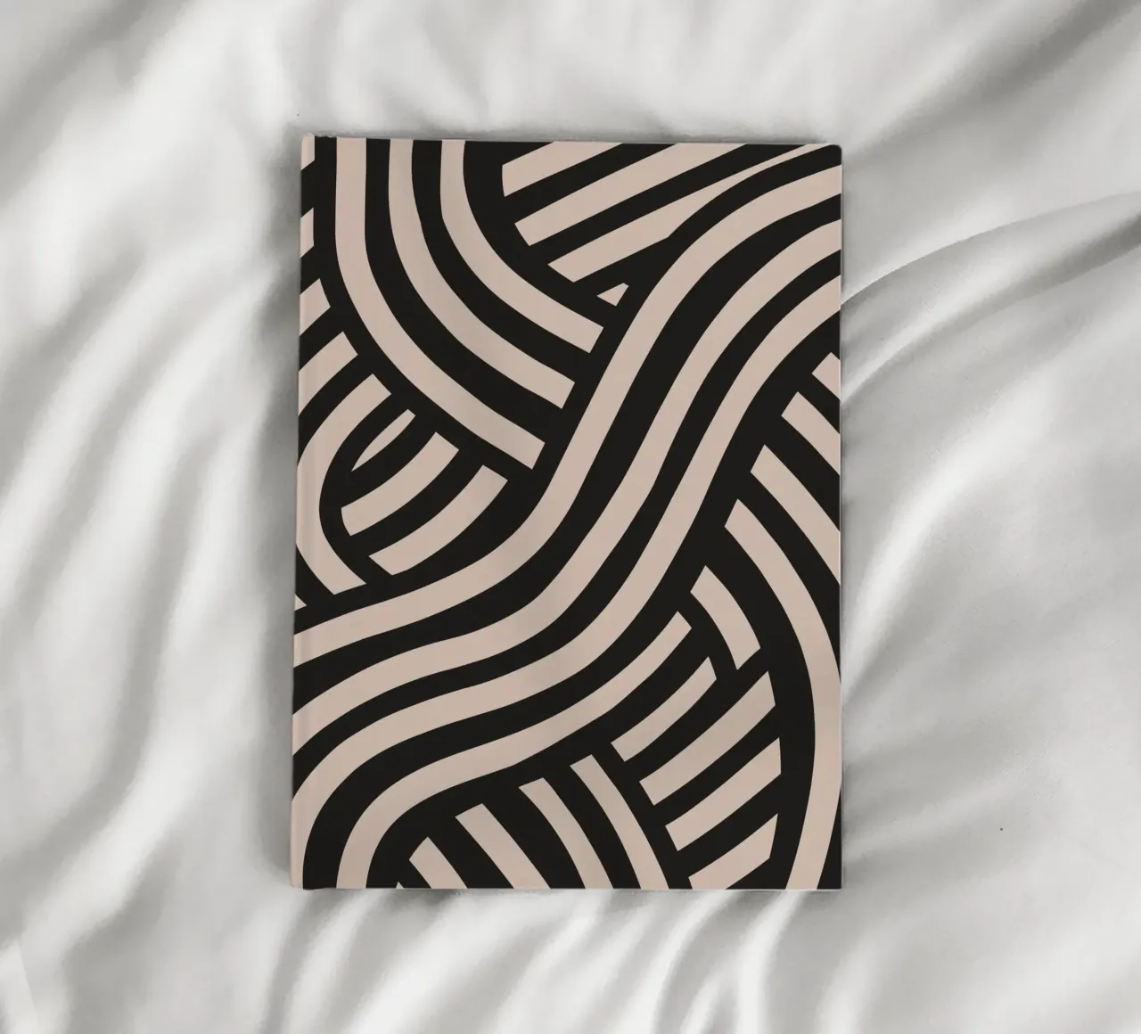 Asymmetrical linocut line art pattern 02 notebook by Little Dean