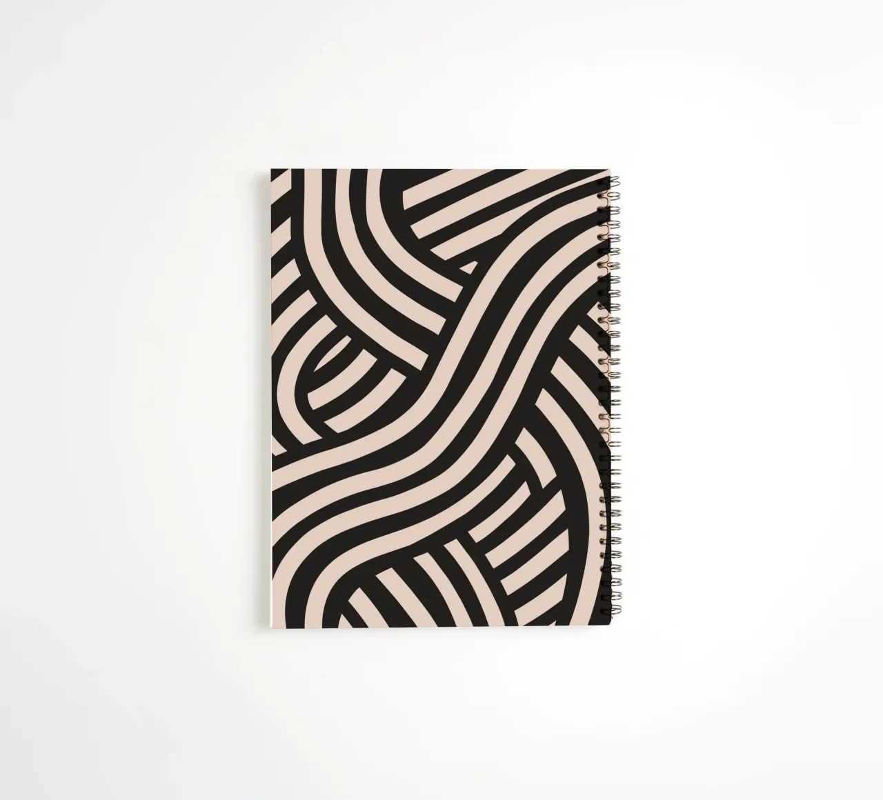 Asymmetrical linocut line art pattern 02 spiral notebook by Little Dean