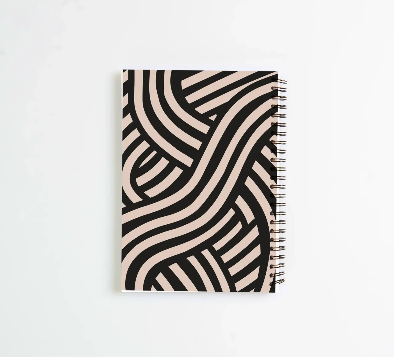 Asymmetrical linocut line art pattern 02 spiral notebook by Little Dean
