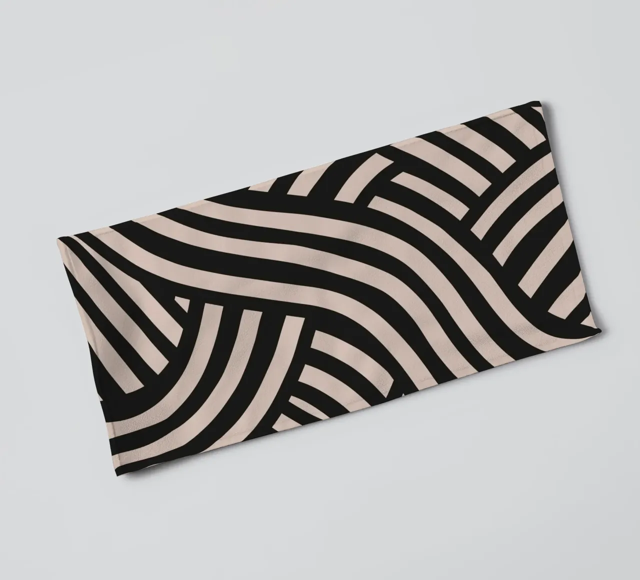 Asymmetrical linocut line art pattern 02 towel by Little Dean