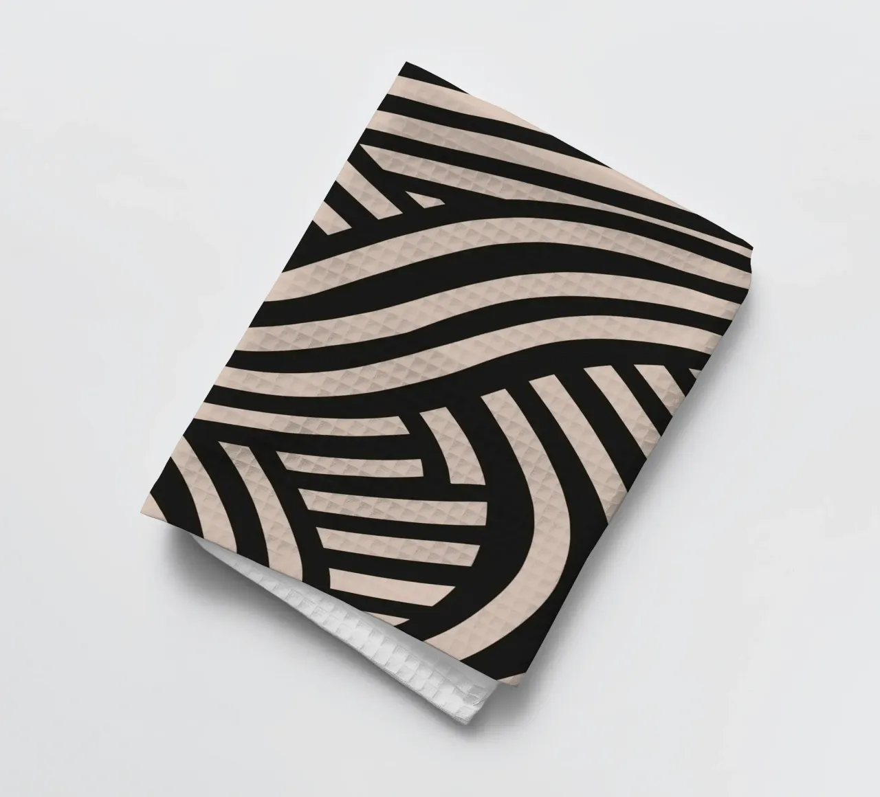 Asymmetrical linocut line art pattern 02 tea towel by Little Dean