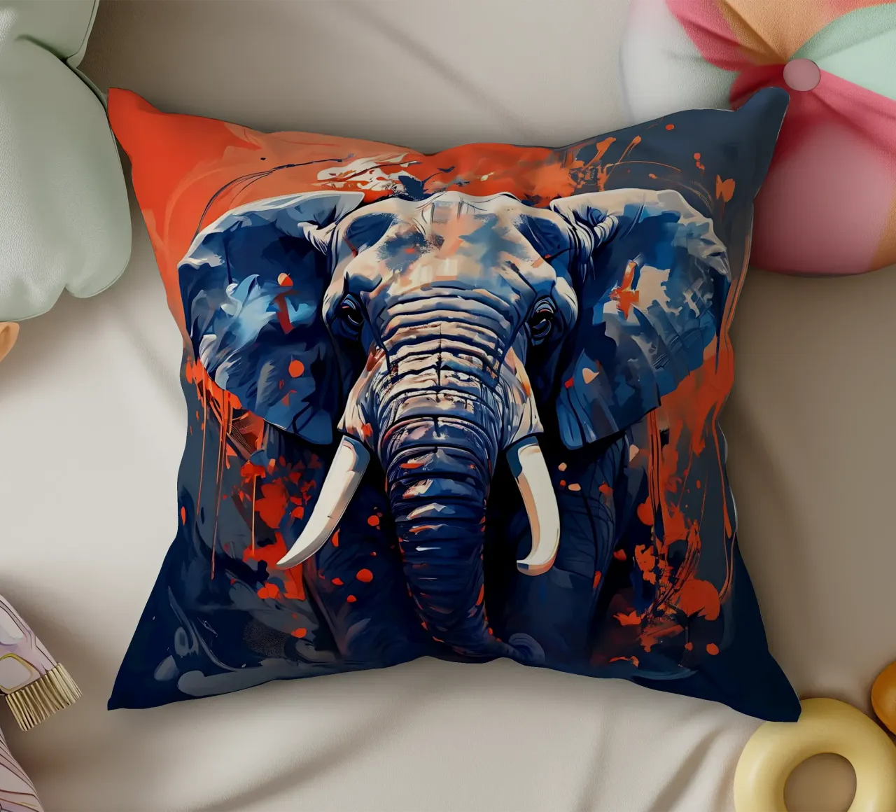 Stile_elefante_F_1 cuscino da Tierisch bunt by LK