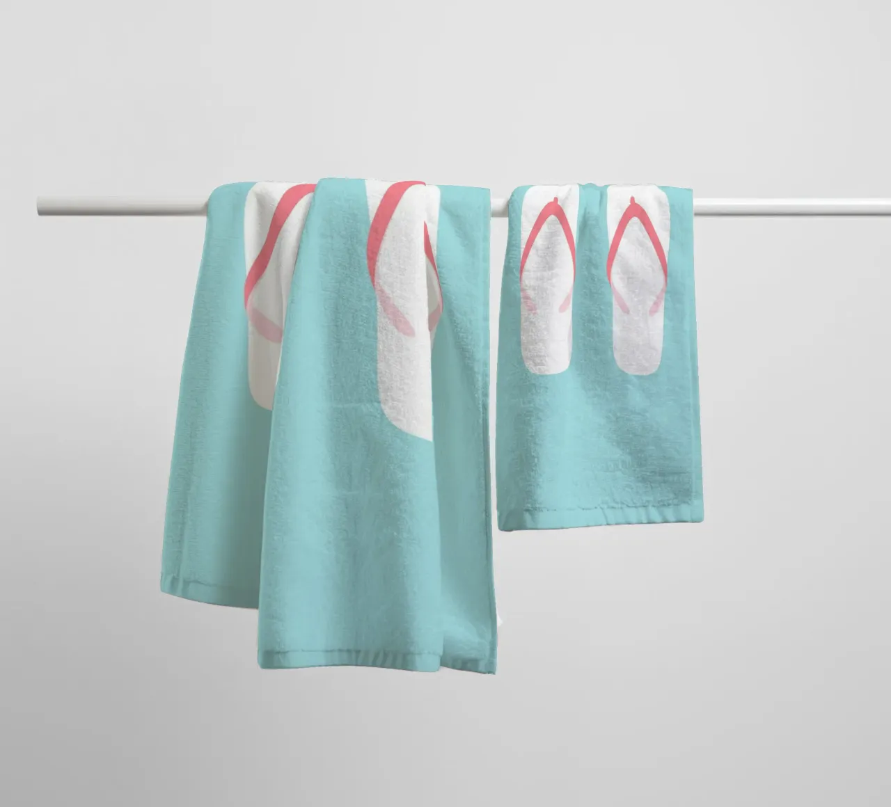 Flip flops on blue towel by janamossmann