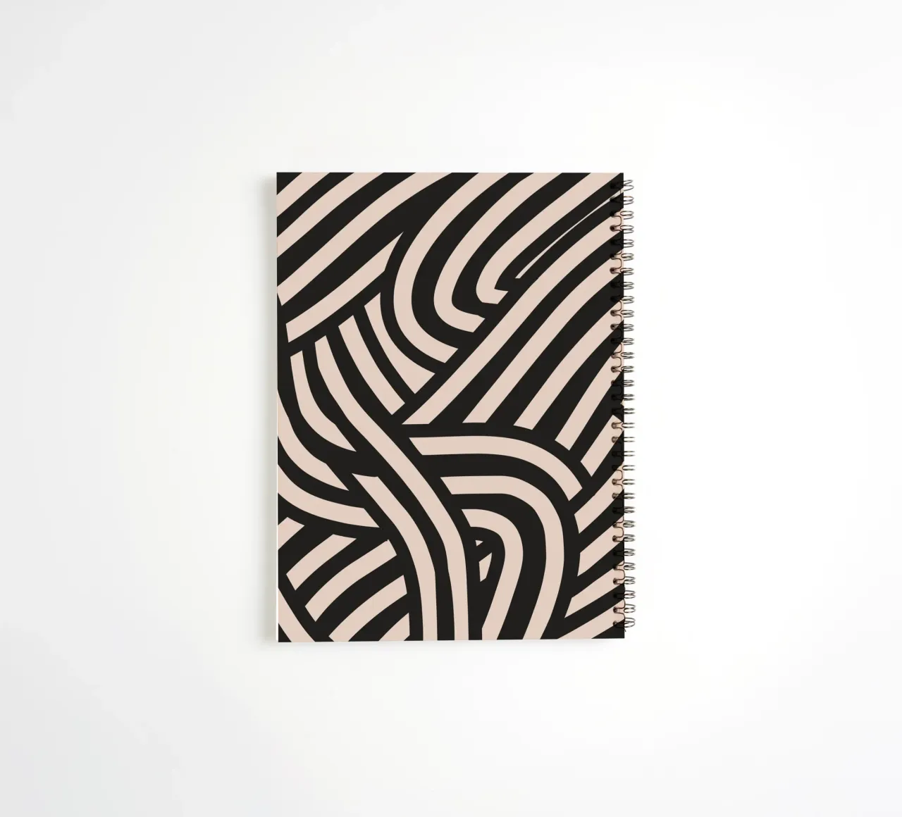 Asymmetrical linocut line art pattern 02 spiral notebook by Little Dean
