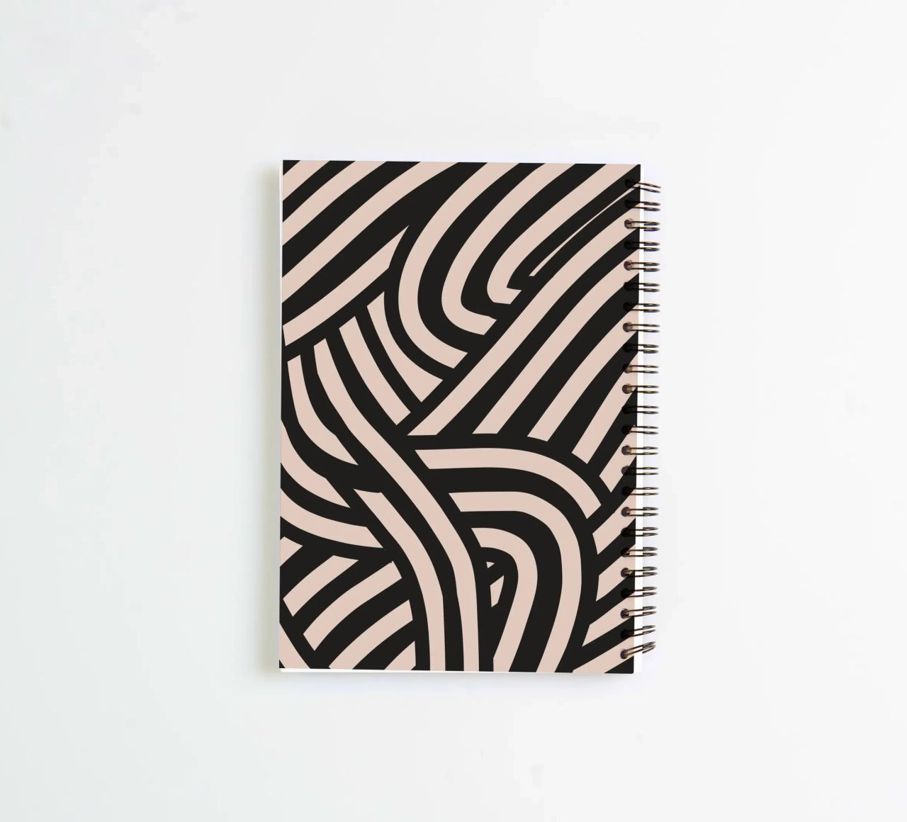 Asymmetrical linocut line art pattern 02 spiral notebook by Little Dean