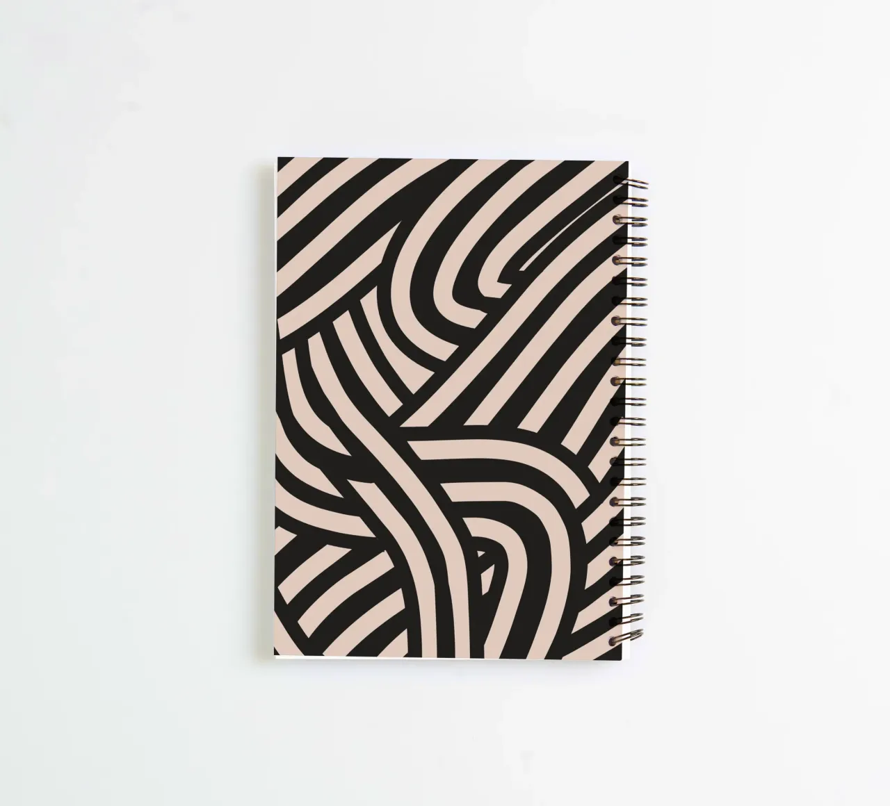 Asymmetrical linocut line art pattern 02 spiral notebook by Little Dean