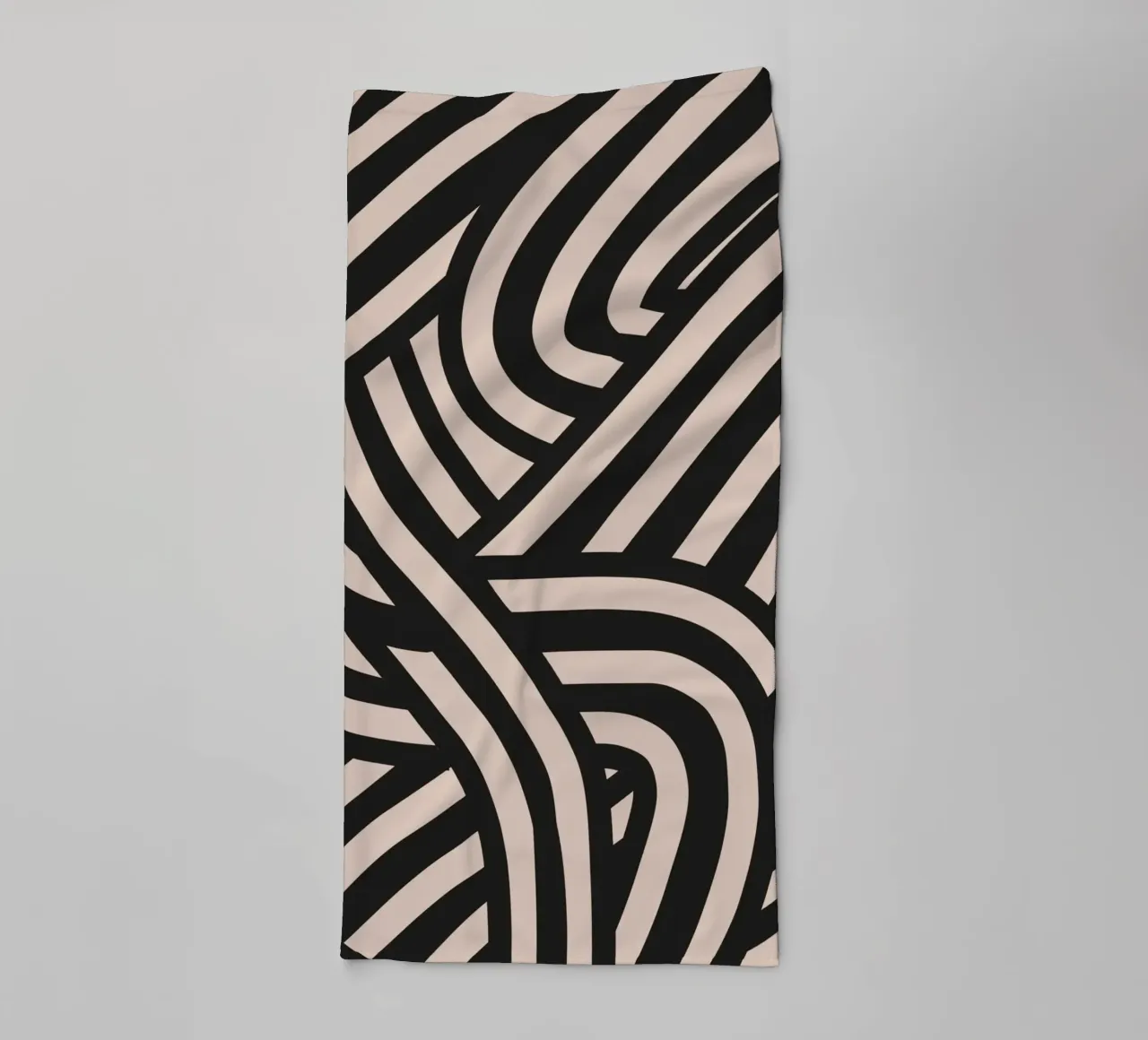 Asymmetrical linocut line art pattern 02 towel by Little Dean