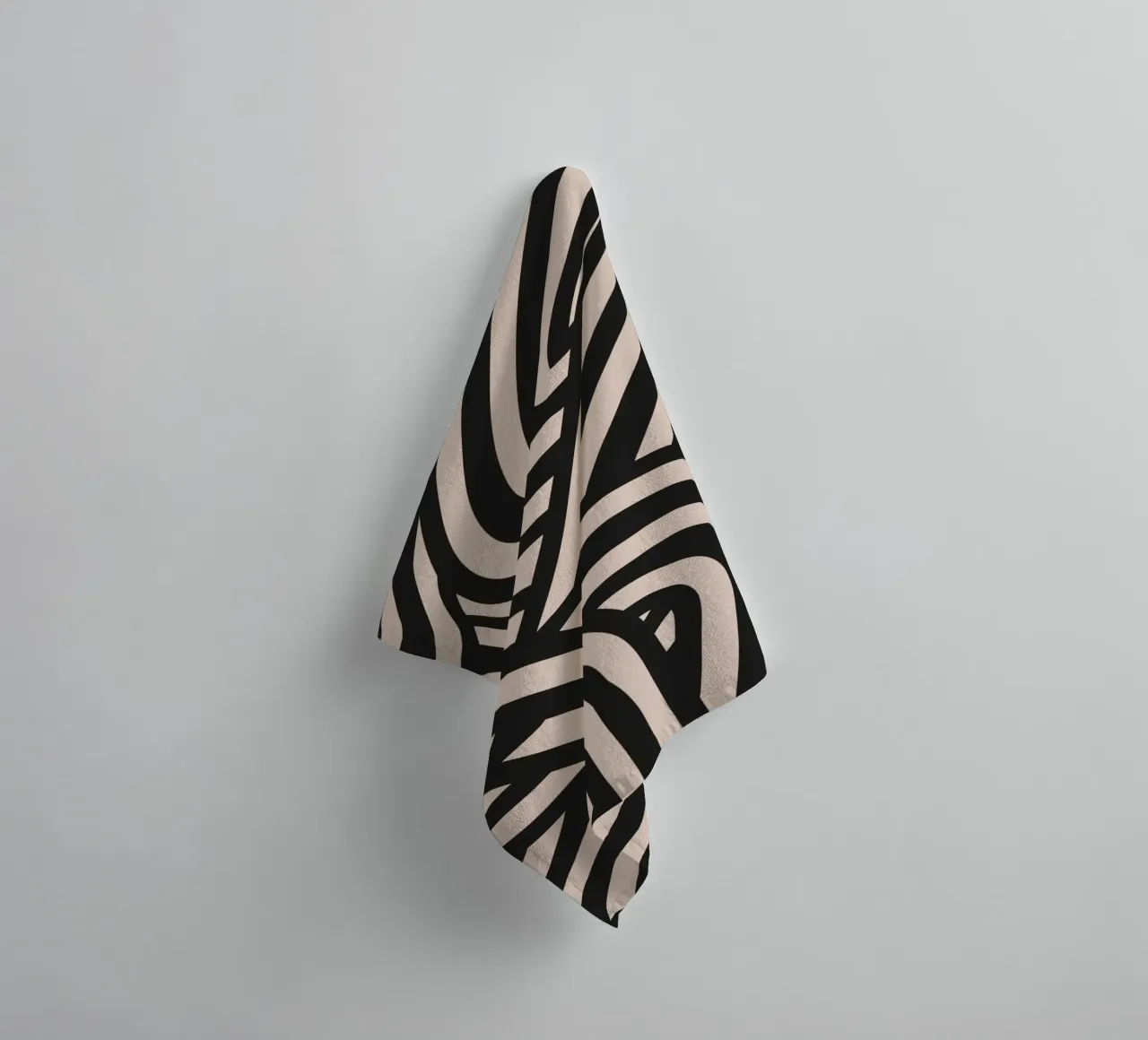 Asymmetrical linocut line art pattern 02 towel by Little Dean