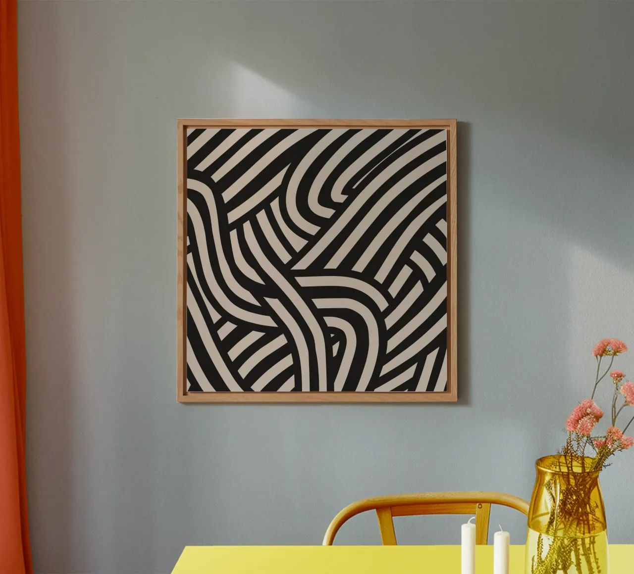 Asymmetrical linocut line art pattern 02 alu-dibond by Little Dean