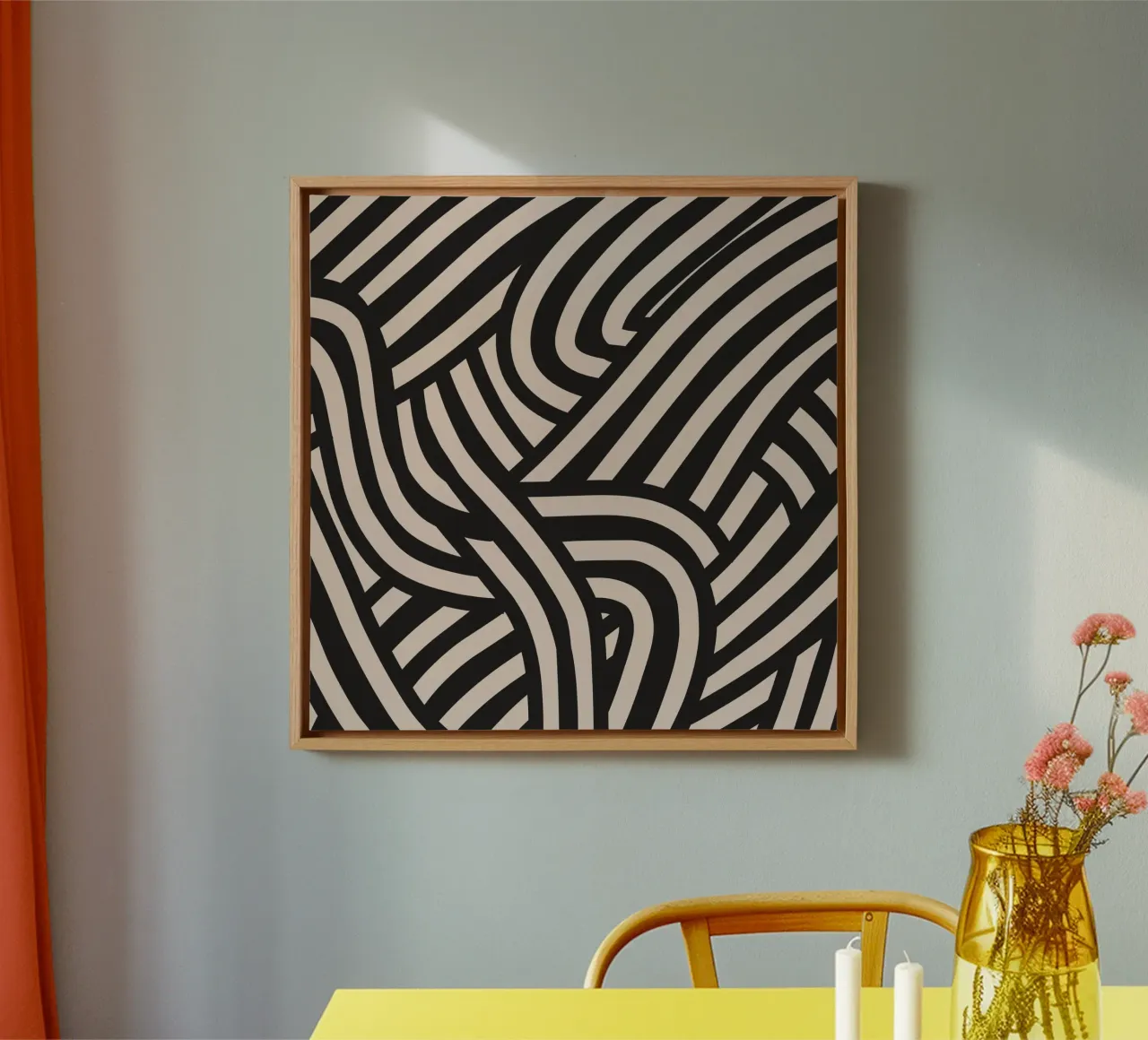 Asymmetrical linocut line art pattern 02 canvas by Little Dean