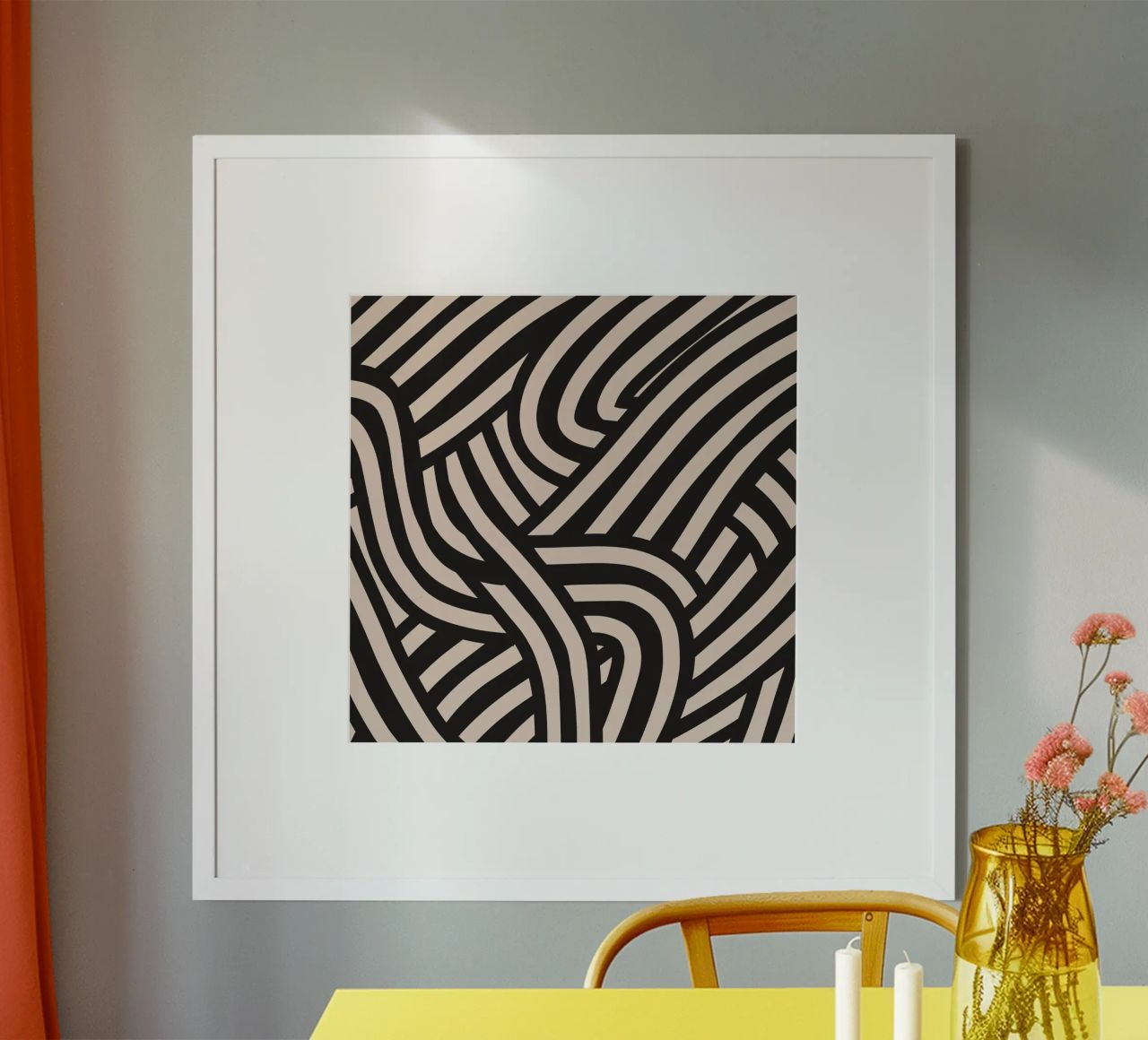 Asymmetrical linocut line art pattern 02 hahnemühle by Little Dean