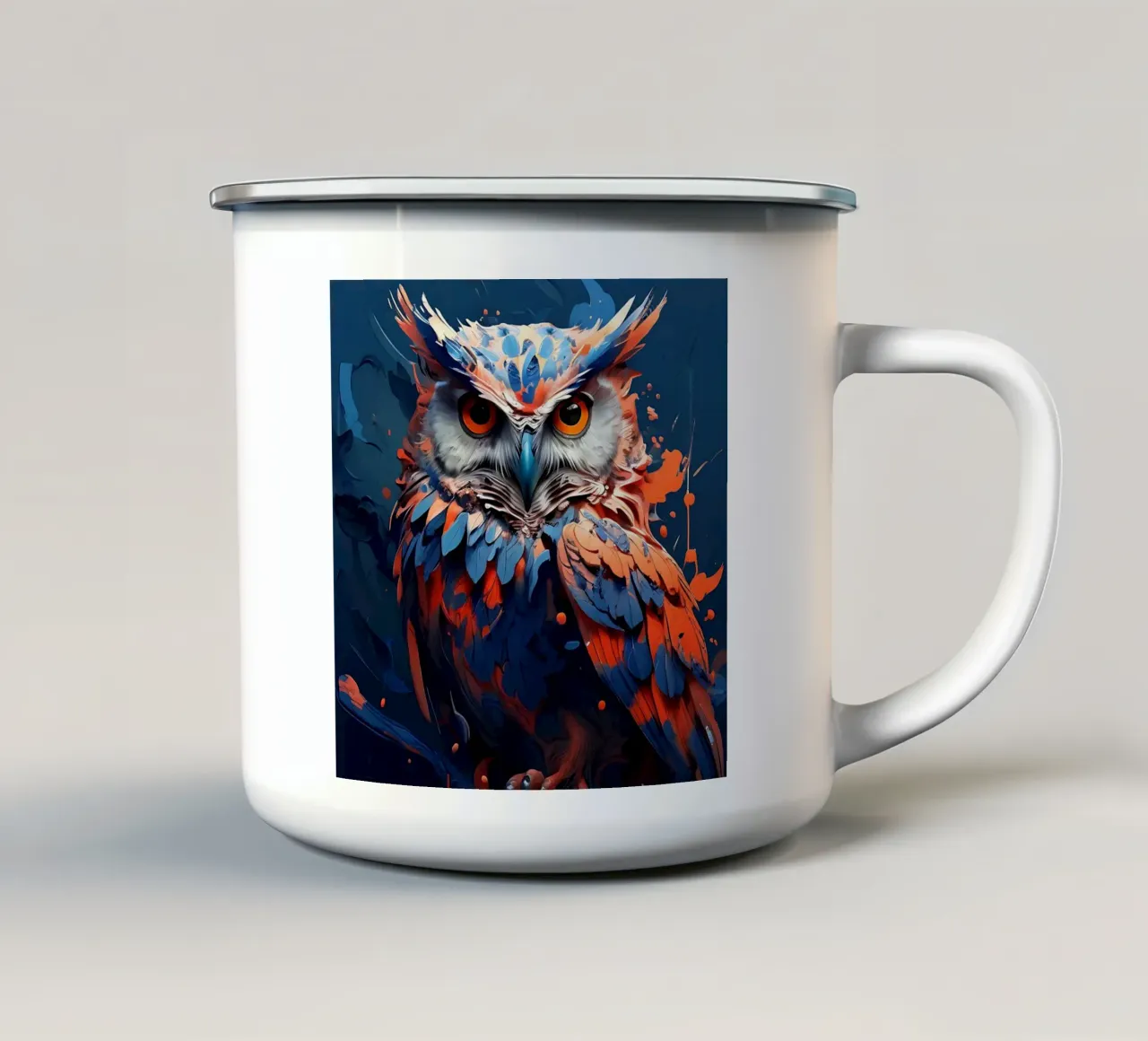 Gufo_stile_F_1 tazza in smalto da Tierisch bunt by LK