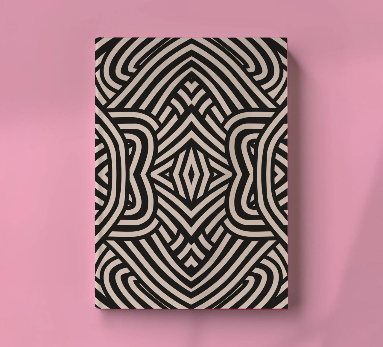 Symmetrical linocut line art pattern 03 notebook by Little Dean