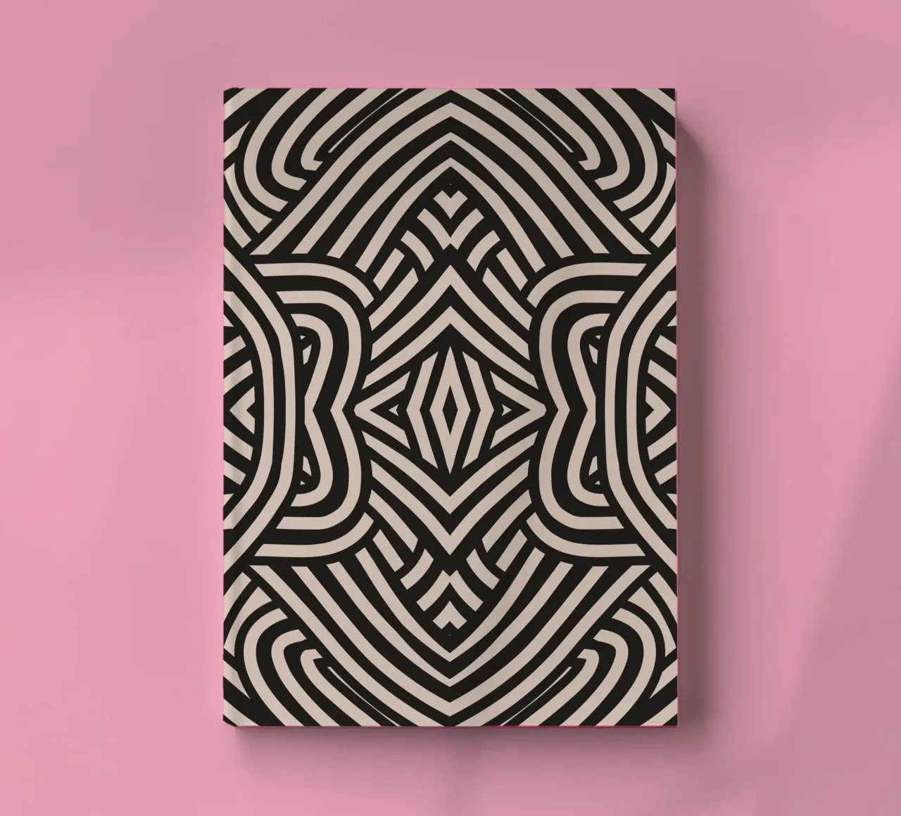 Motif d'art linéaire symétrique en linogravure 03 carnet de notes de Little Dean