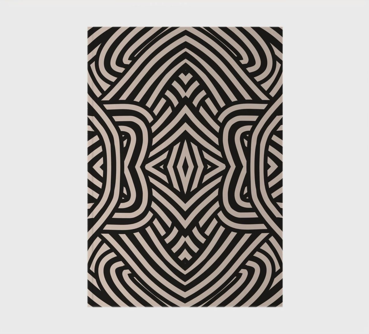 Symmetrical linocut line art pattern 03 notebook by Little Dean