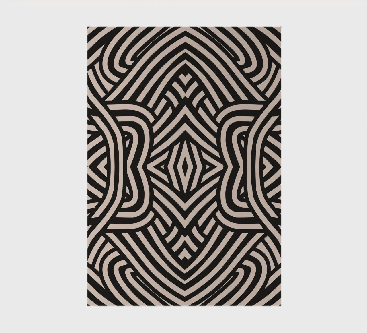 Symmetrical linocut line art pattern 03 notebook by Little Dean