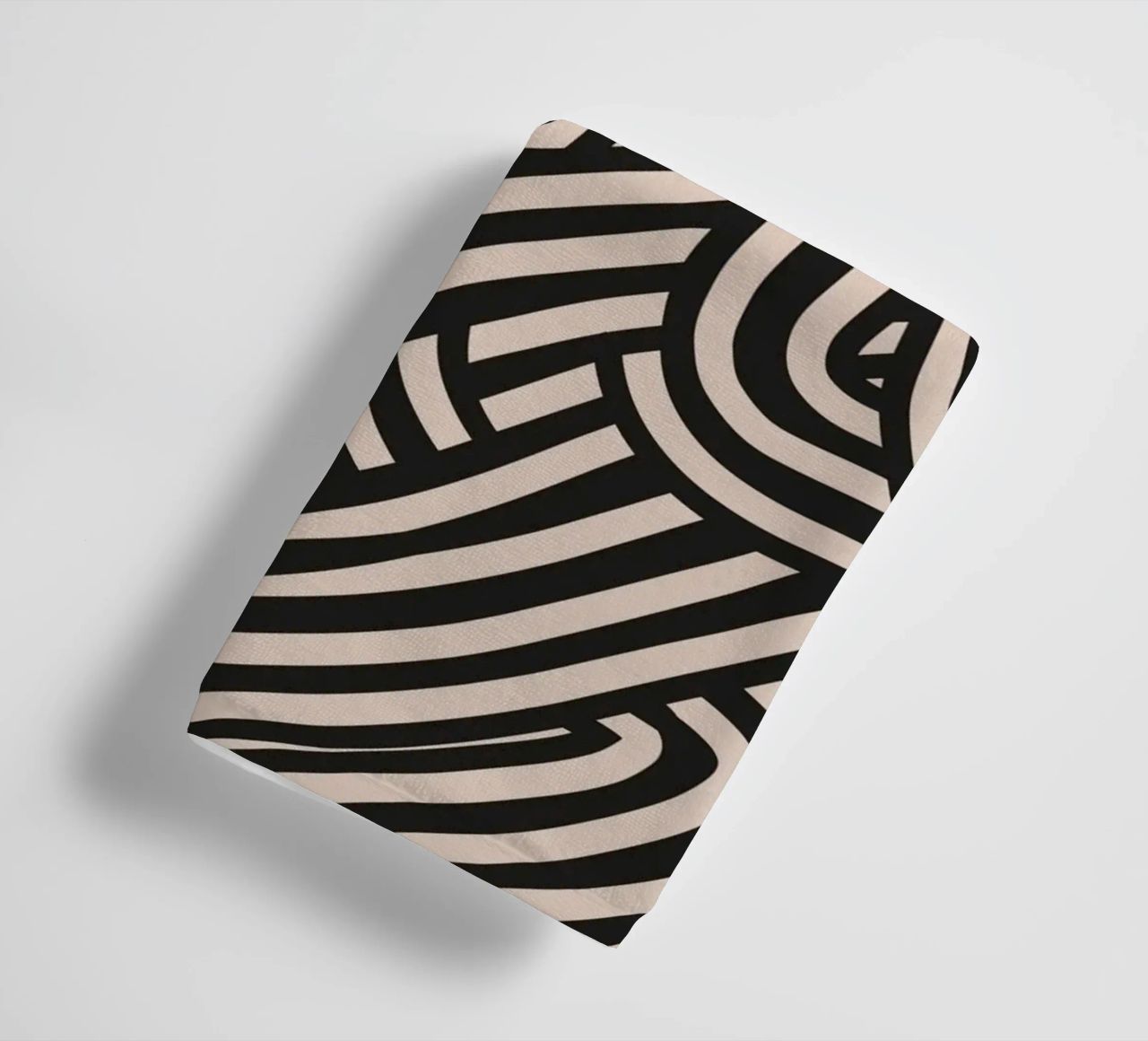 Symmetrical linocut line art pattern 03 towel by Little Dean