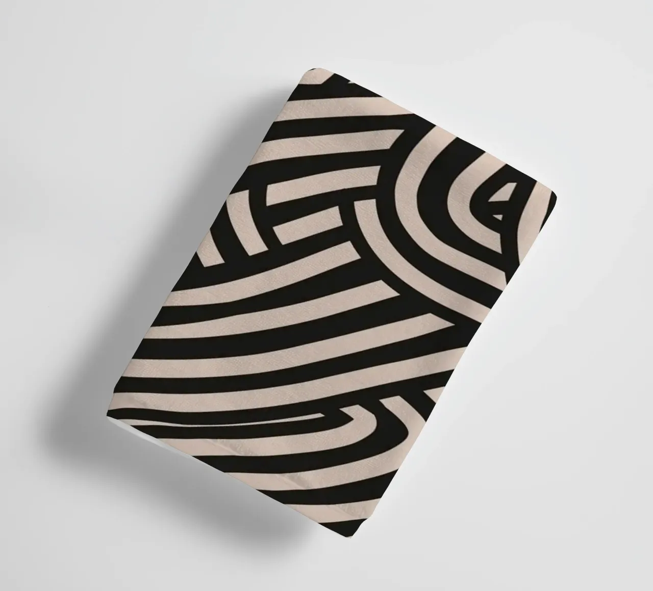 Symmetrical linocut line art pattern 03 towel by Little Dean