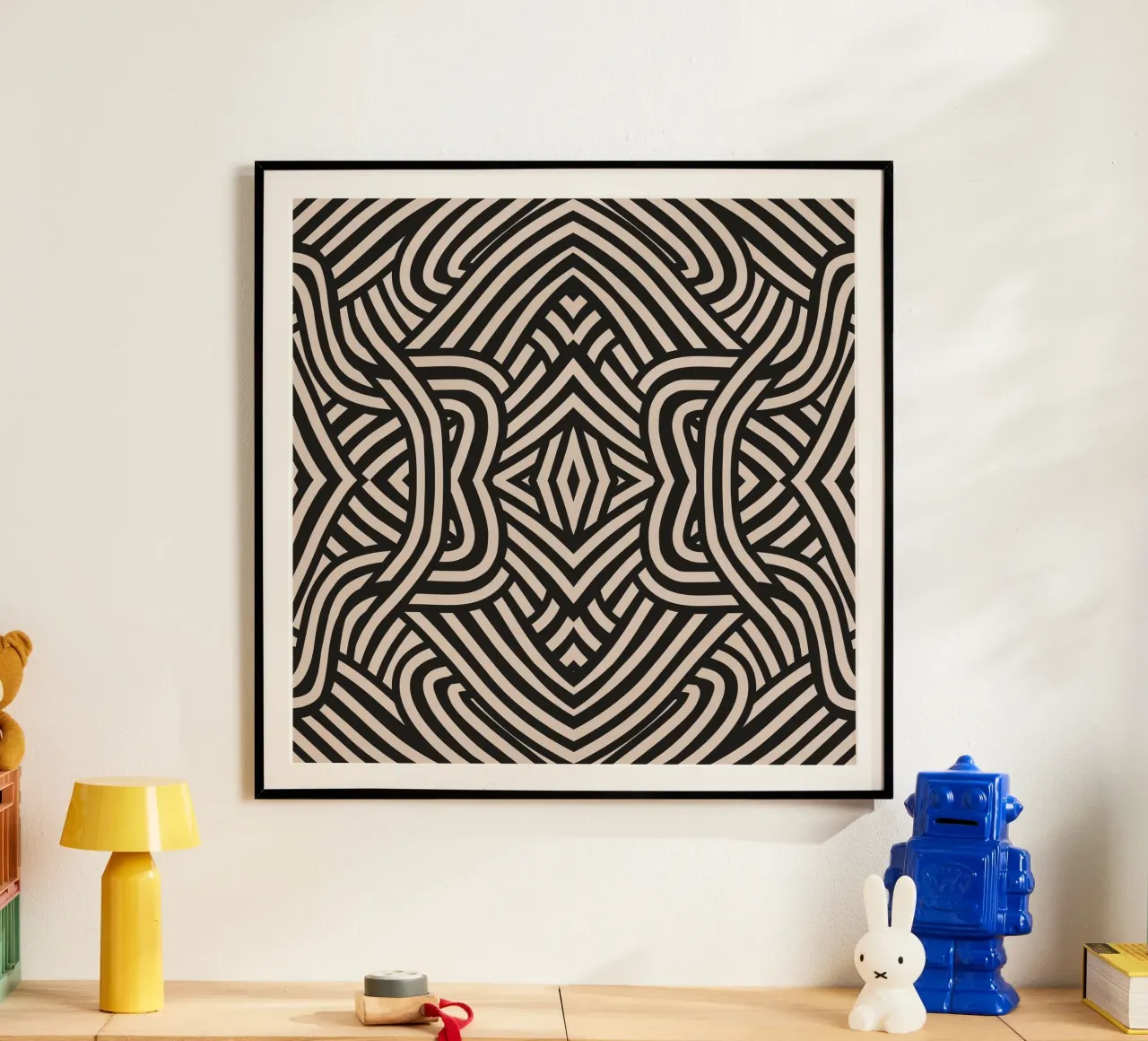Symmetrical linocut line art pattern 03 hahnemühle by Little Dean