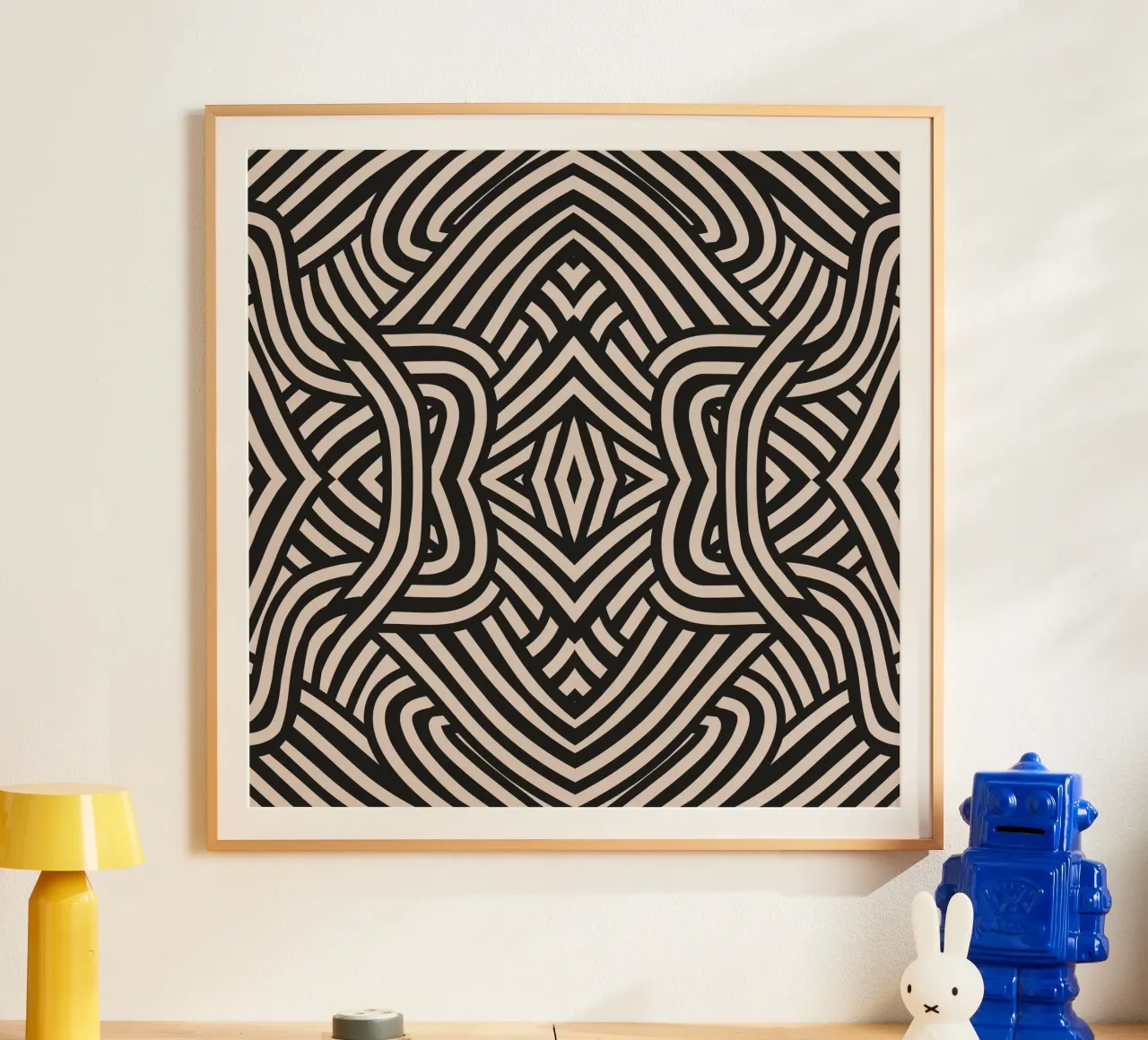 Symmetrical linocut line art pattern 03 hahnemühle by Little Dean