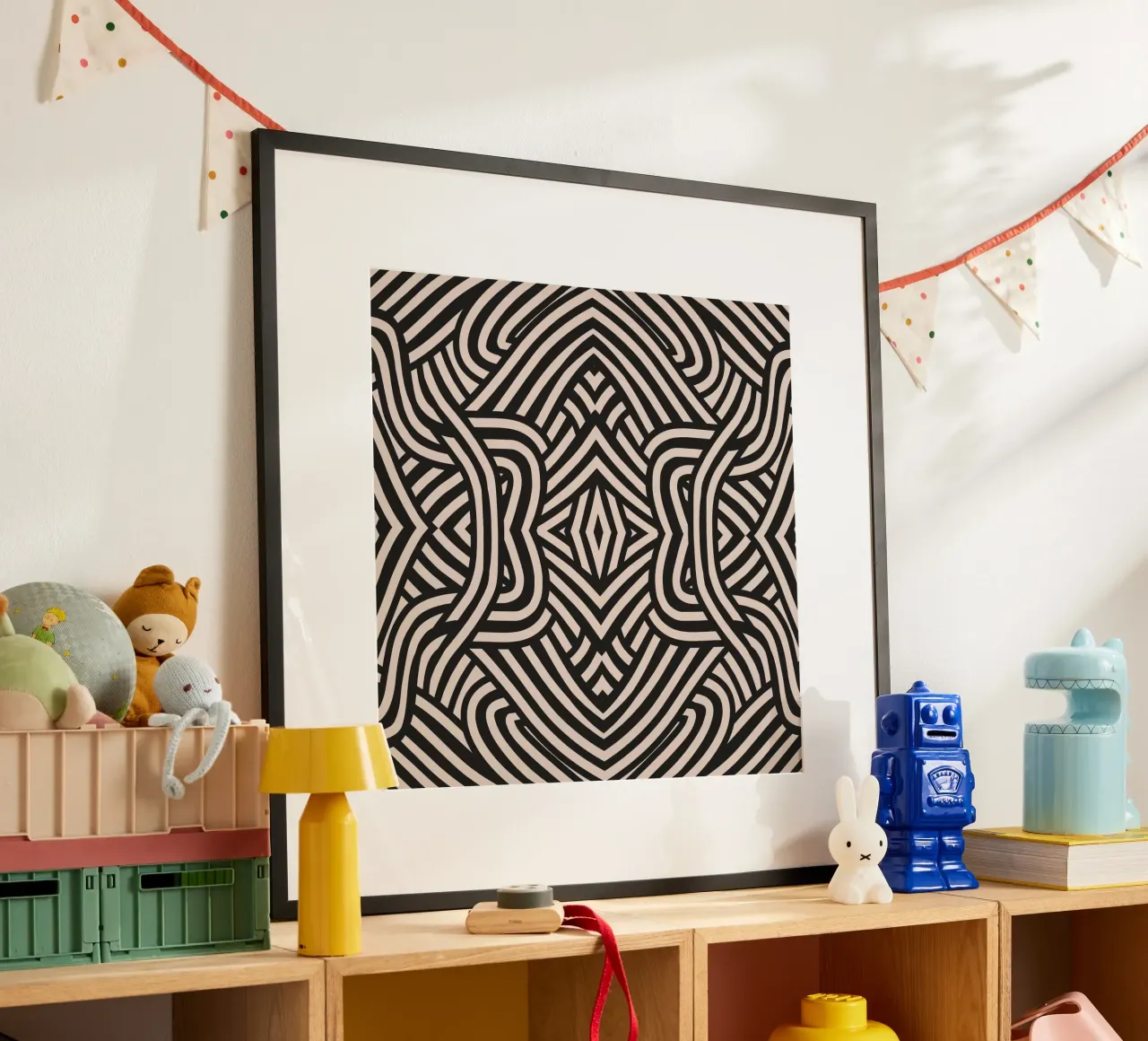 Symmetrical linocut line art pattern 03 hahnemühle by Little Dean