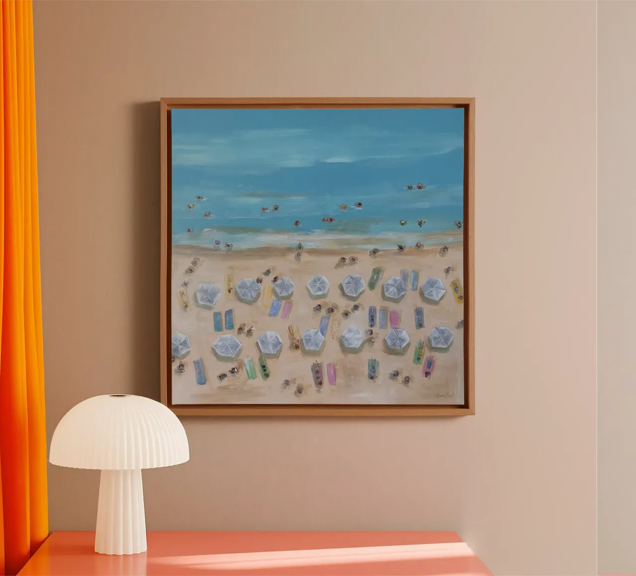 Sunlit Beach Bliss Leinwand mit Schattenfugenrahmen von Emma Bell