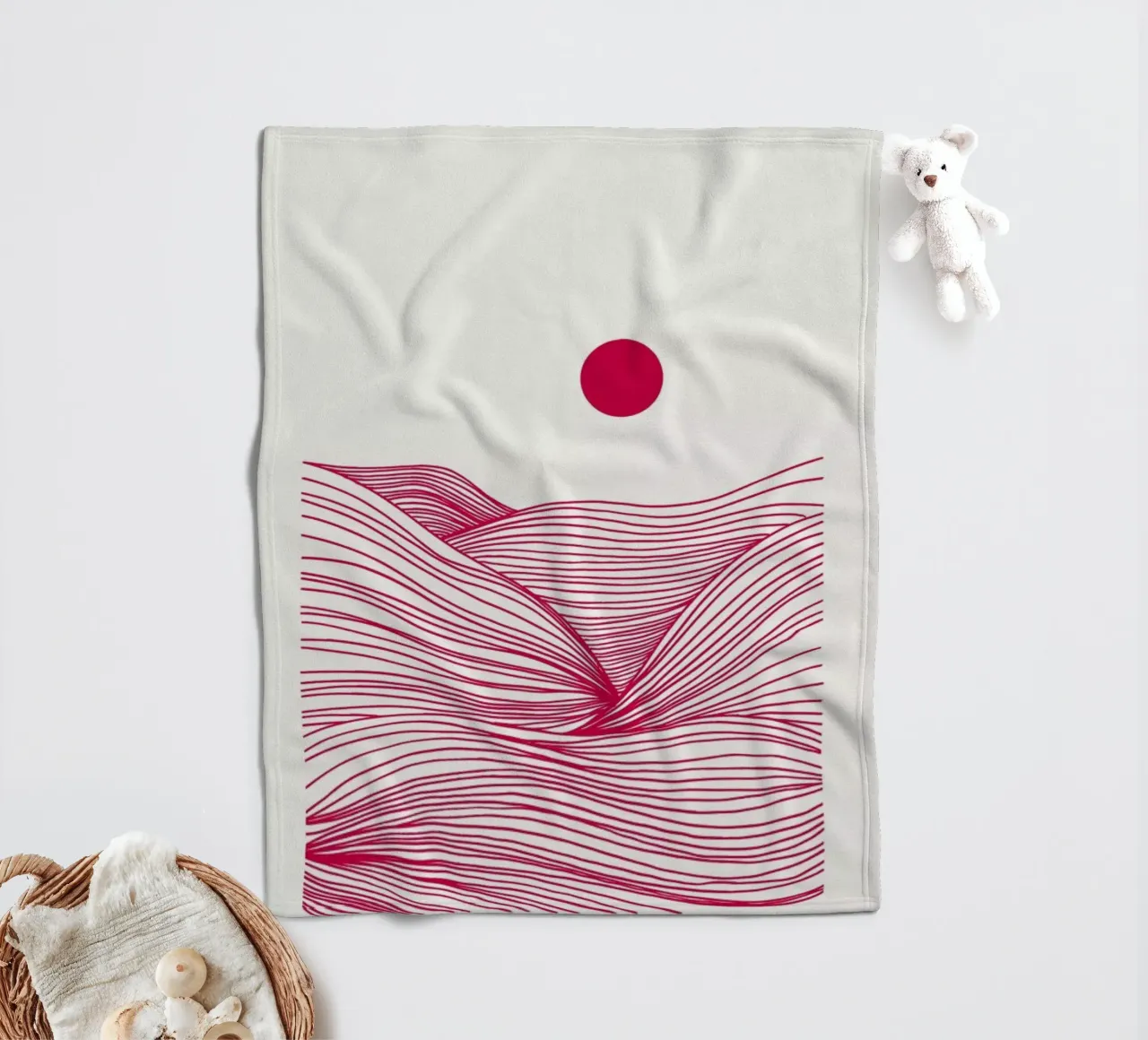 Waves in a Storm Myrtle in a Vase Viva Magenta coperta in pile da Studio One