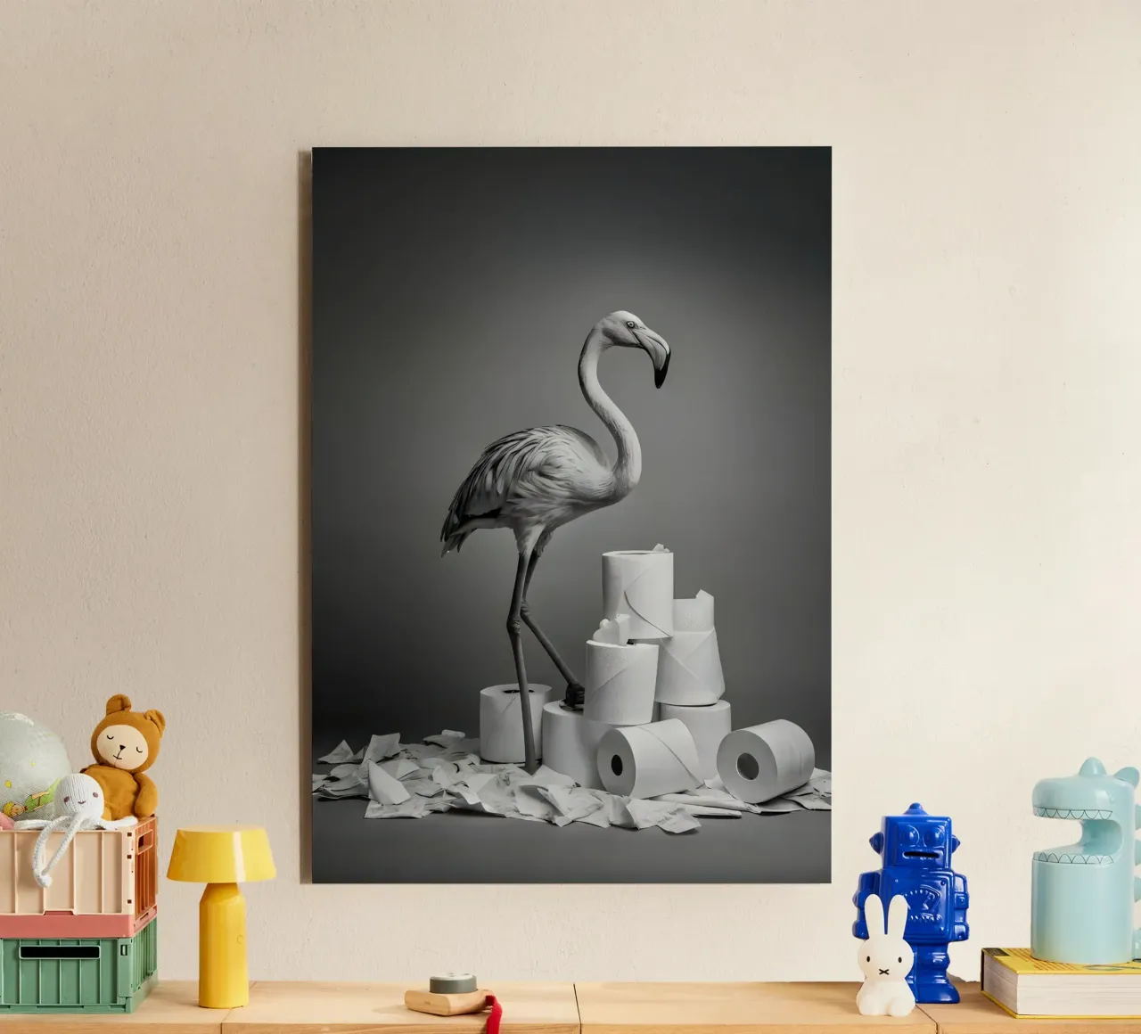 Flamingo Fun – Rolling Tissue in Style alluminio dibond da Attaboy Dsgn