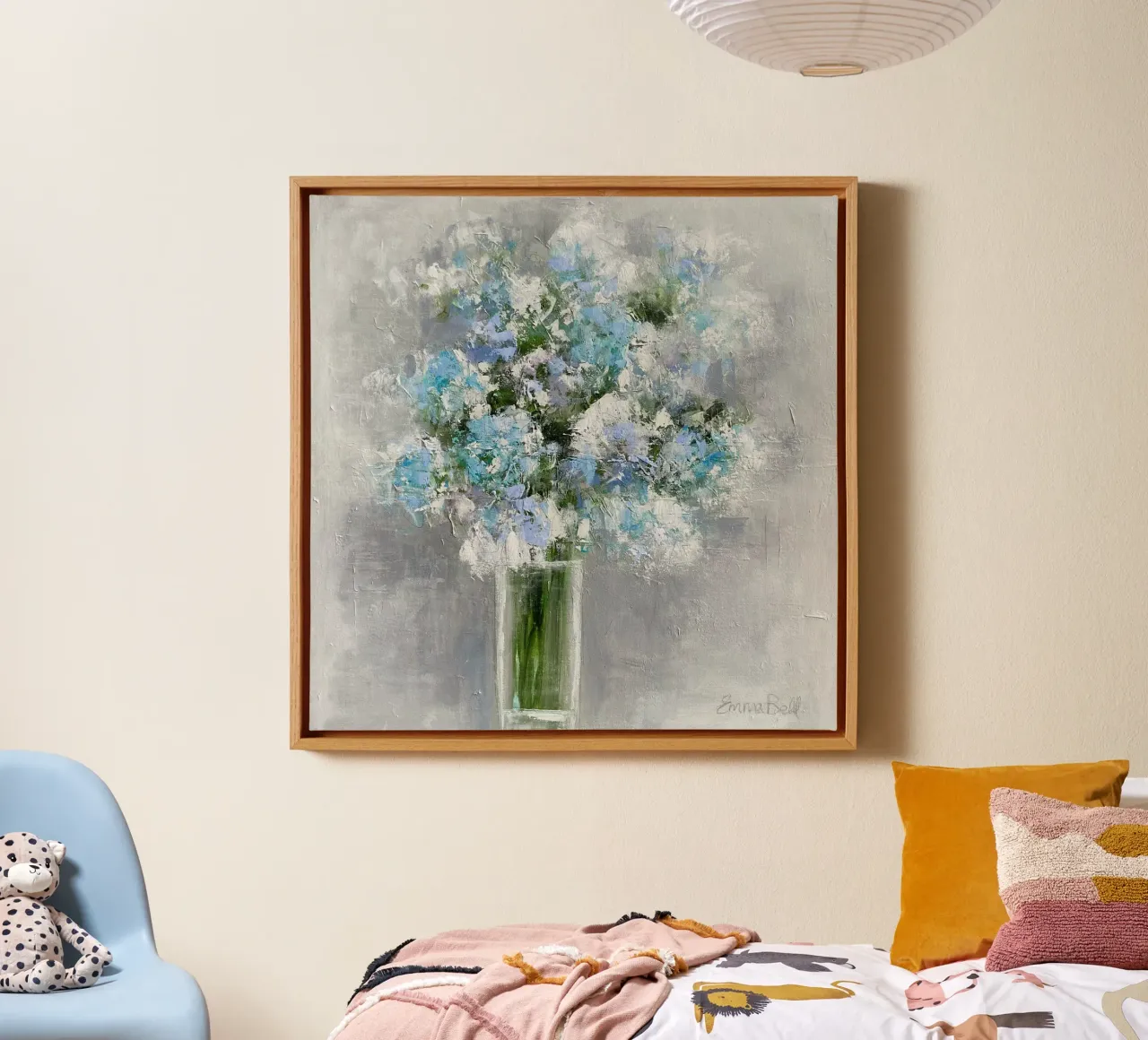 Bouquet di fiori in un vaso di vetro tela con Cornice a cassetta da Emma Bell