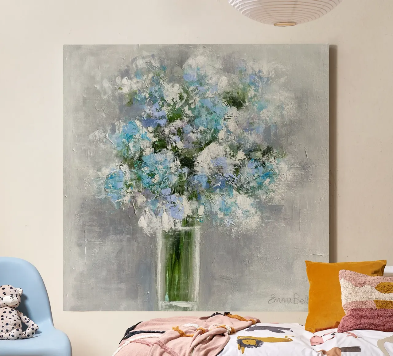 Bouquet di fiori in un vaso di vetro tela con Cornice a cassetta da Emma Bell