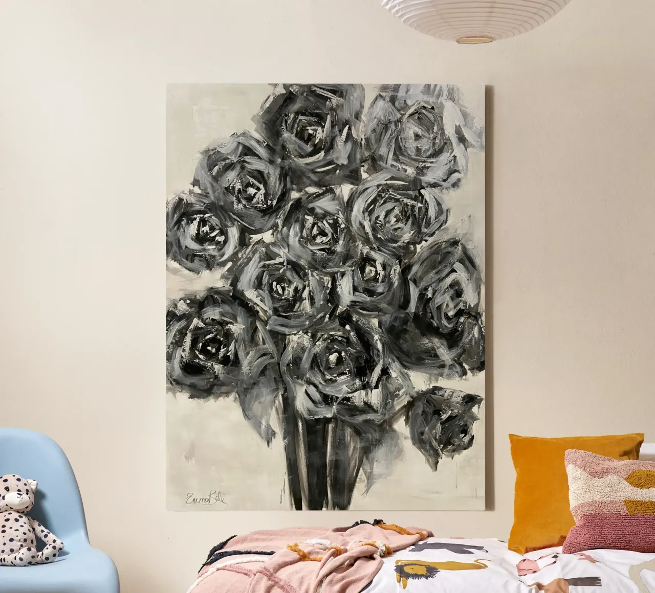 Fiori monocromatici tela con Cornice a cassetta da Emma Bell