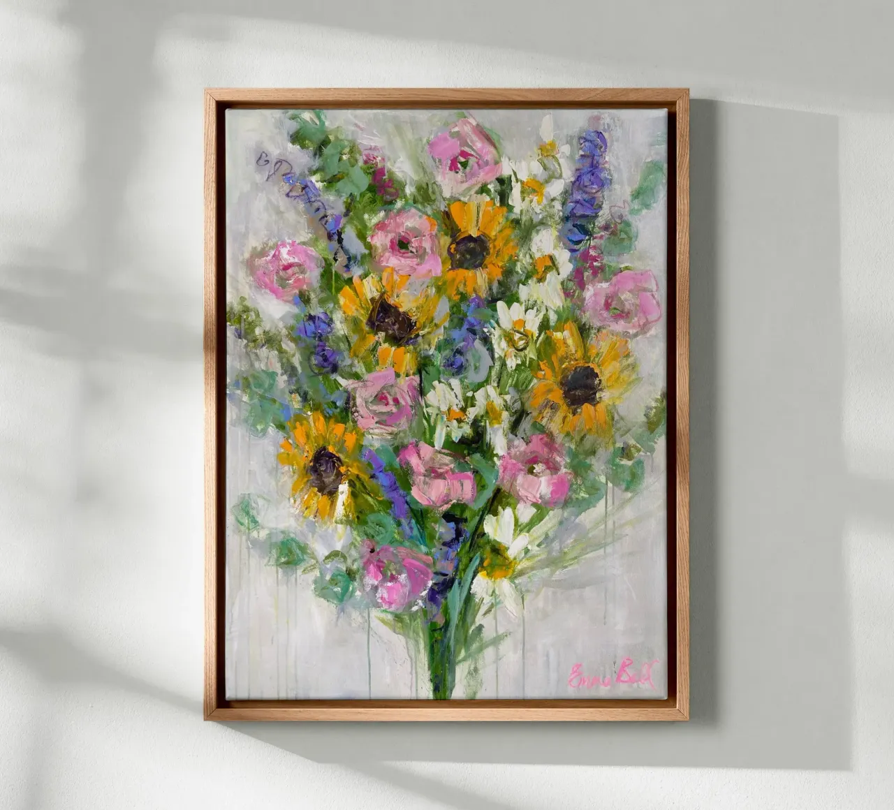 Bouquet di girasoli vibranti tela con Cornice a cassetta da Emma Bell