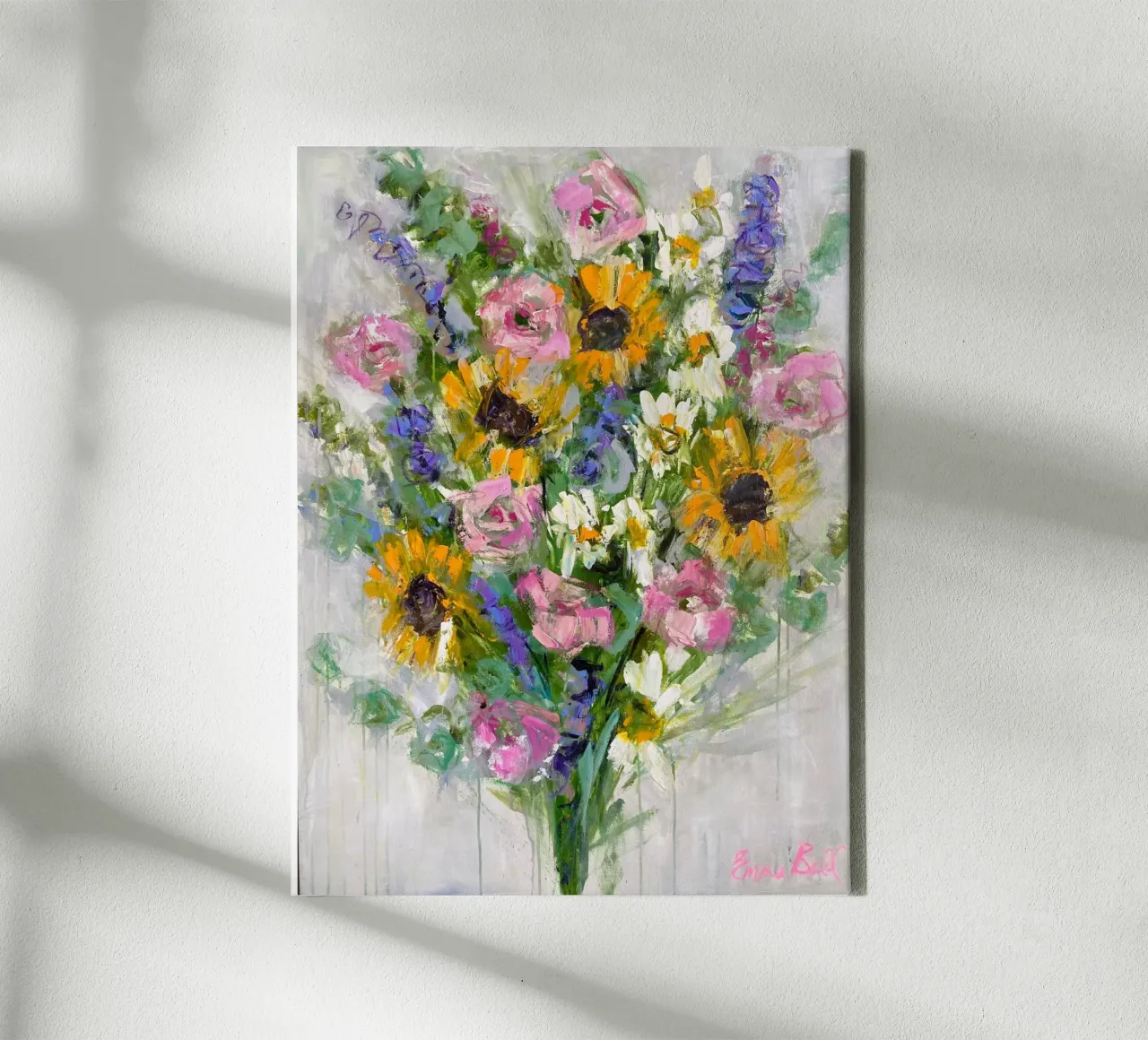 Bouquet di girasoli vibranti tela con Cornice a cassetta da Emma Bell
