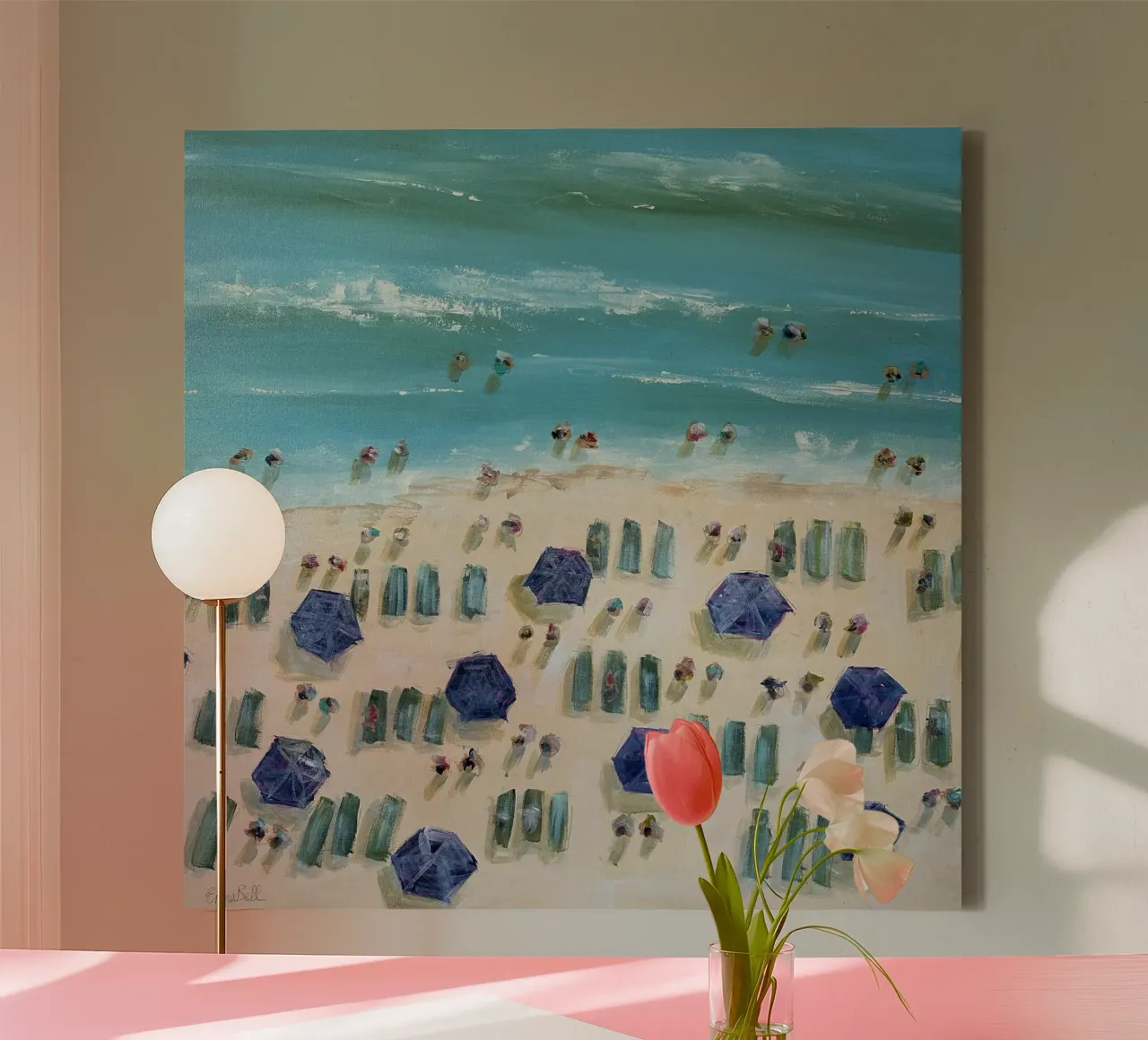 Beatitudine in spiaggia tela con Cornice a cassetta da Emma Bell