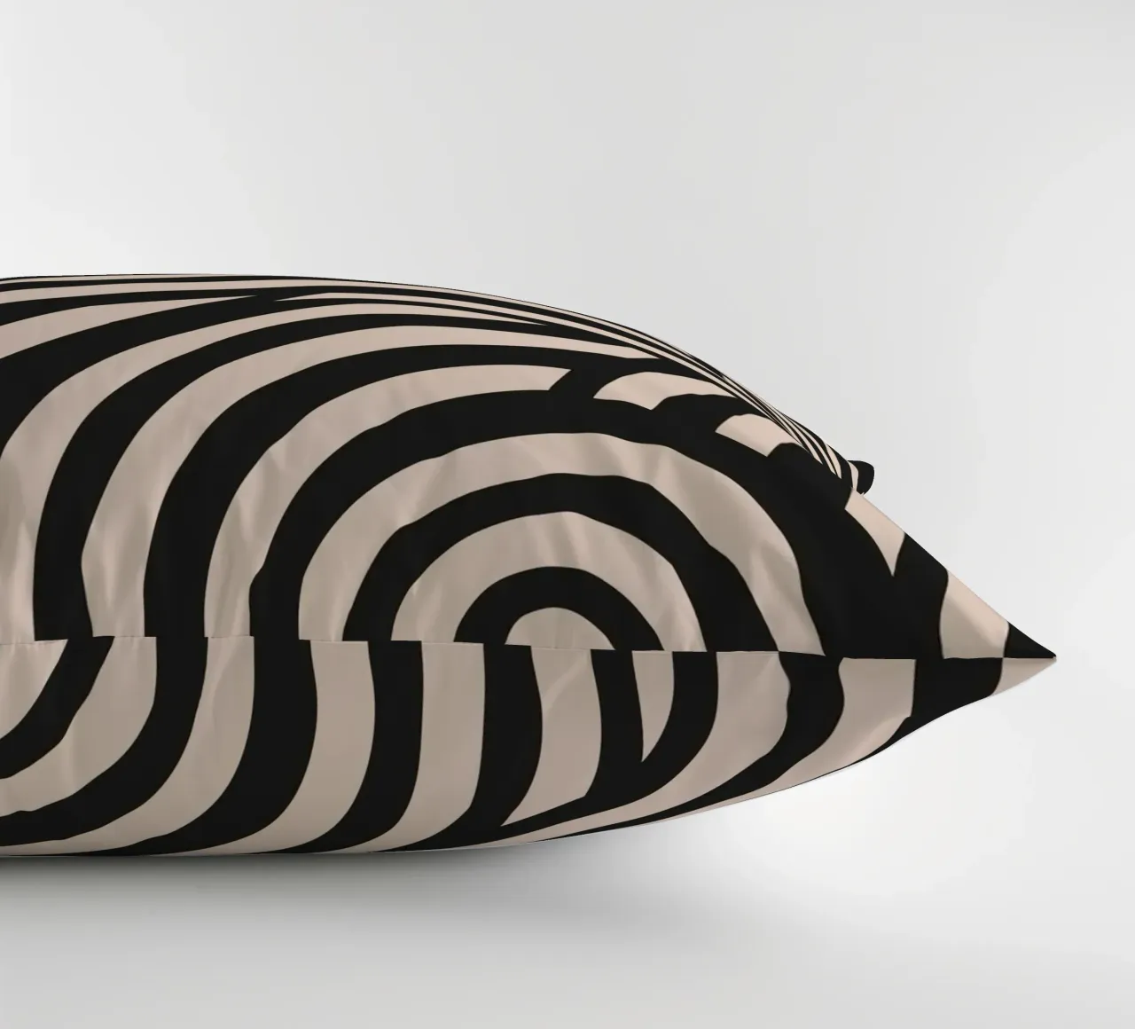 Asymmetrical linocut line art pattern 03 decorative cushion by Little Dean