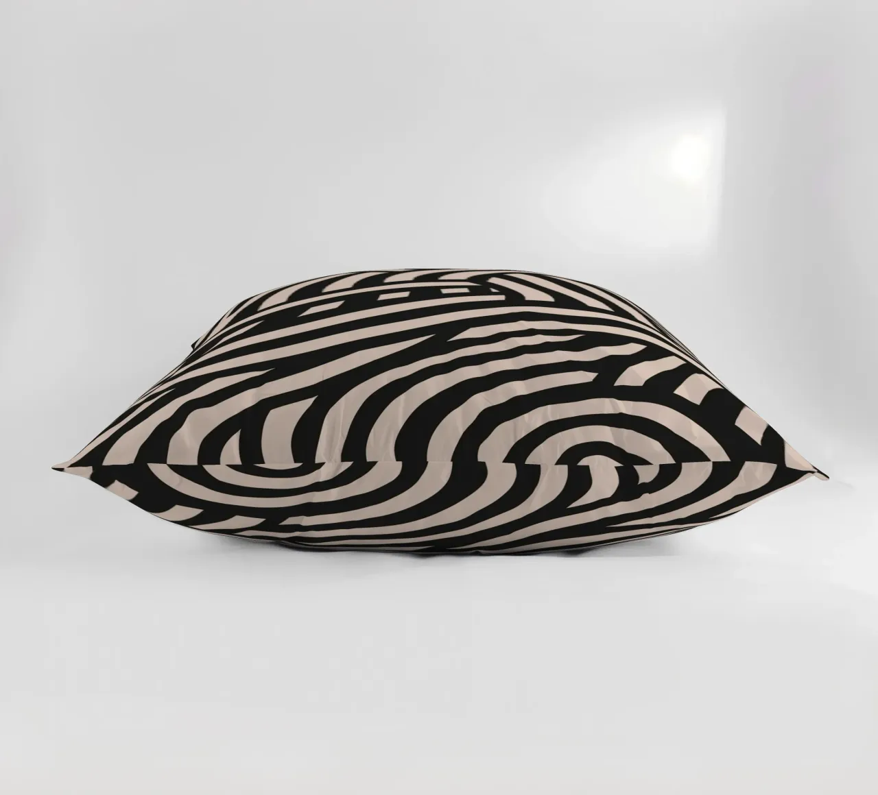 Asymmetrical linocut line art pattern 03 decorative cushion by Little Dean