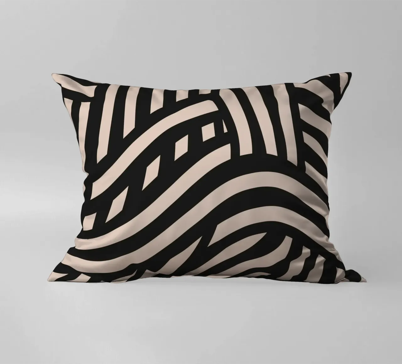 Asymmetrical linocut line art pattern 03 decorative cushion by Little Dean